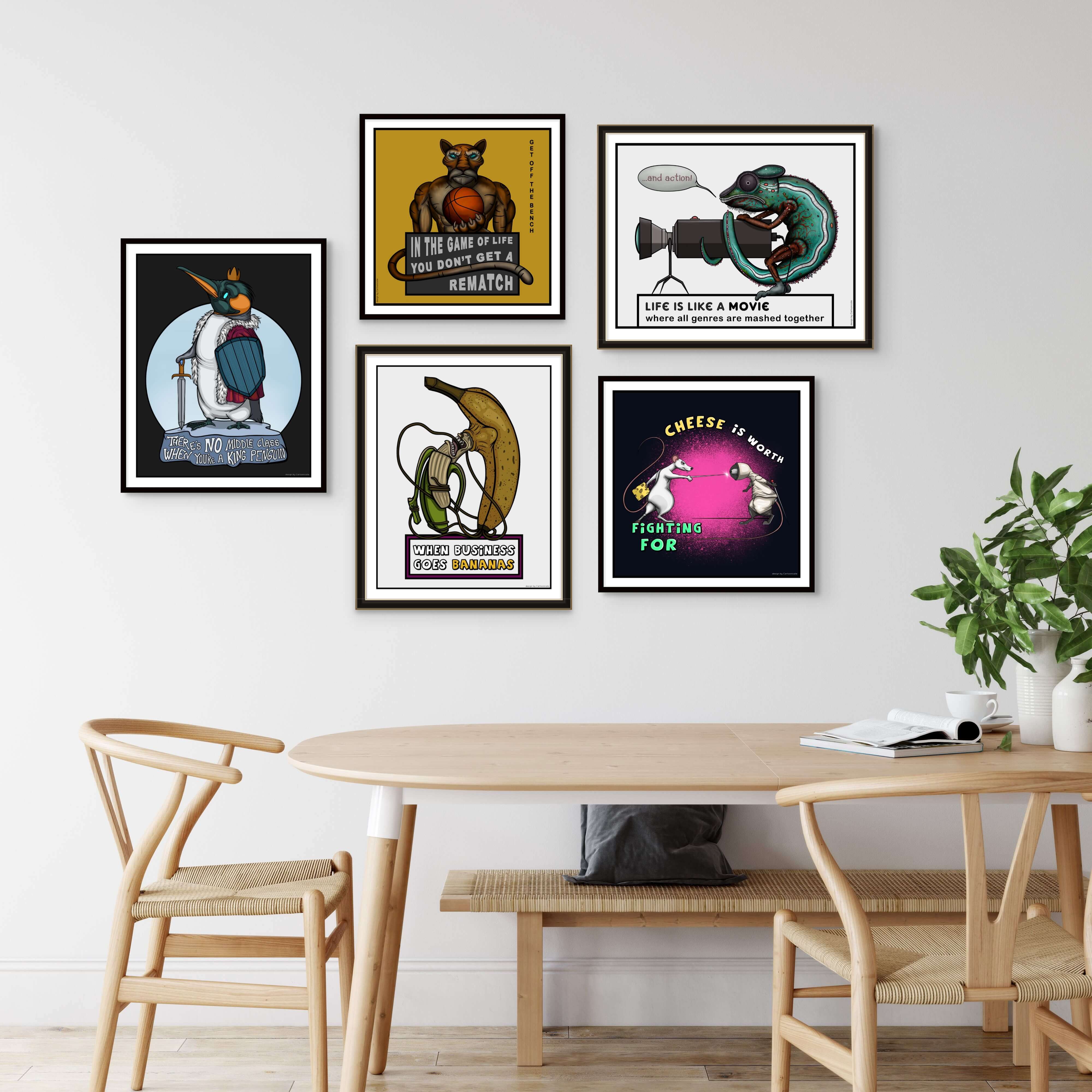 funny cartoon art interior wall posters