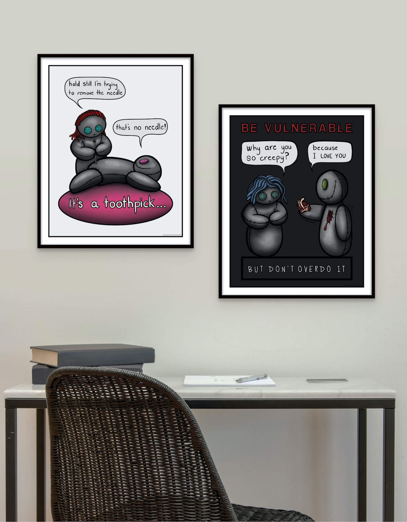 Cartoon voodoo dolls interior wall poster