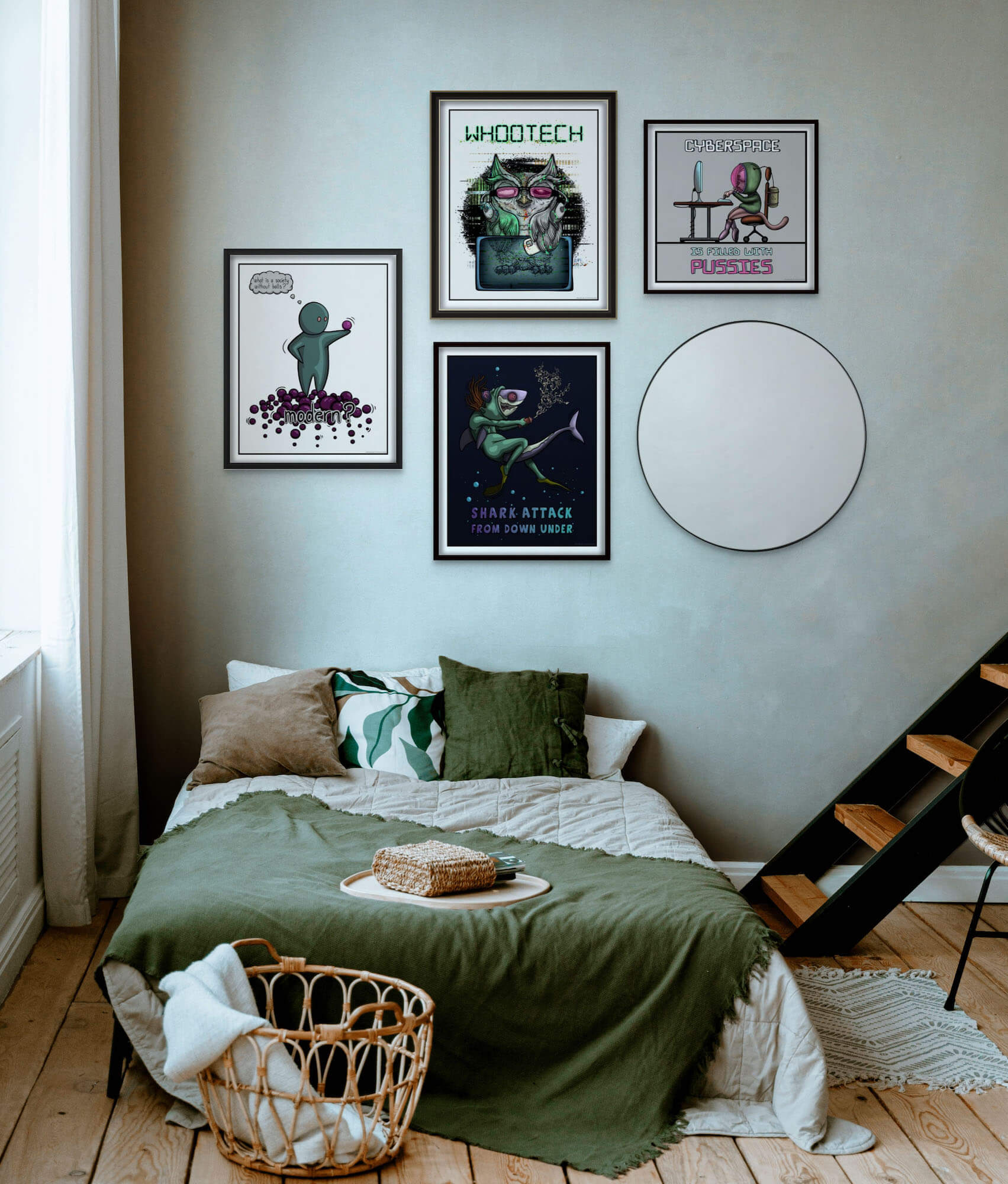 funny cartoon interior wall posters