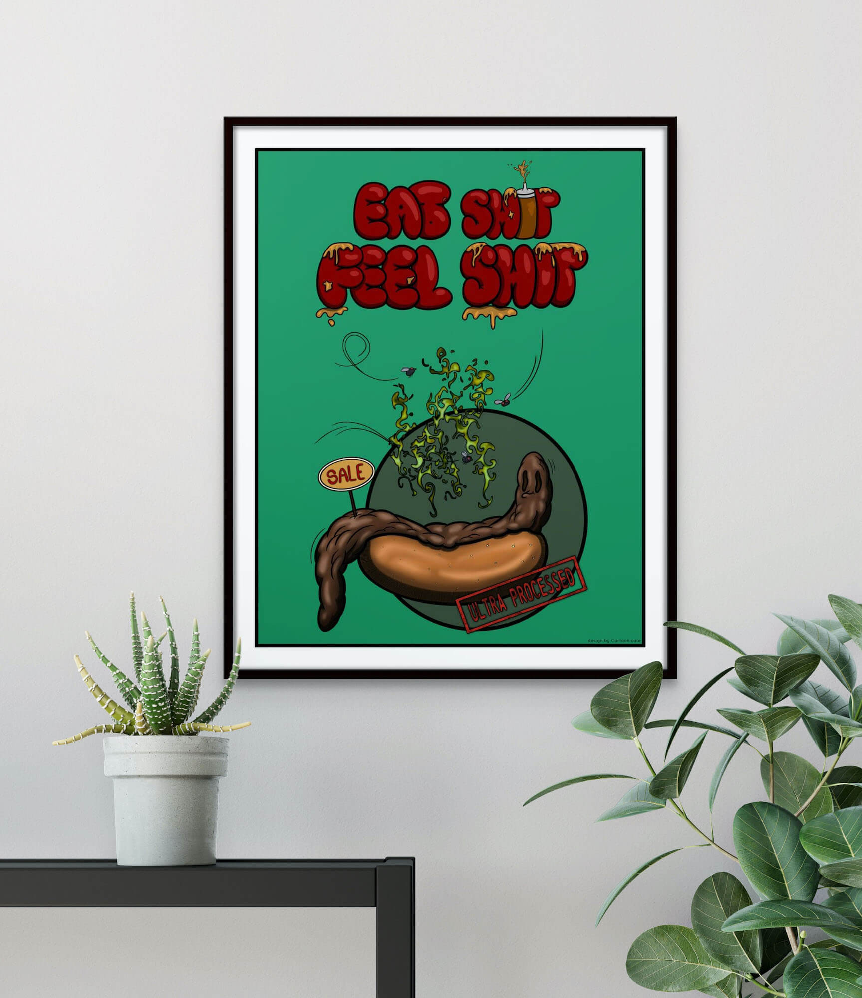 ultra processed food cartoon interior wall print