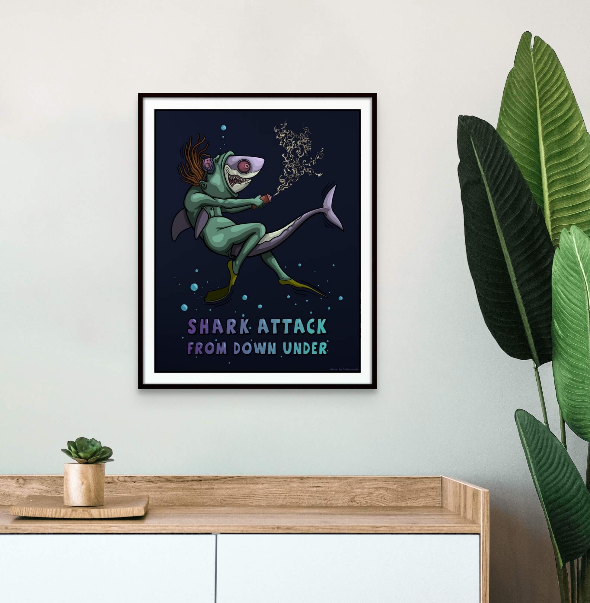 shark attack from down under interior wall poster