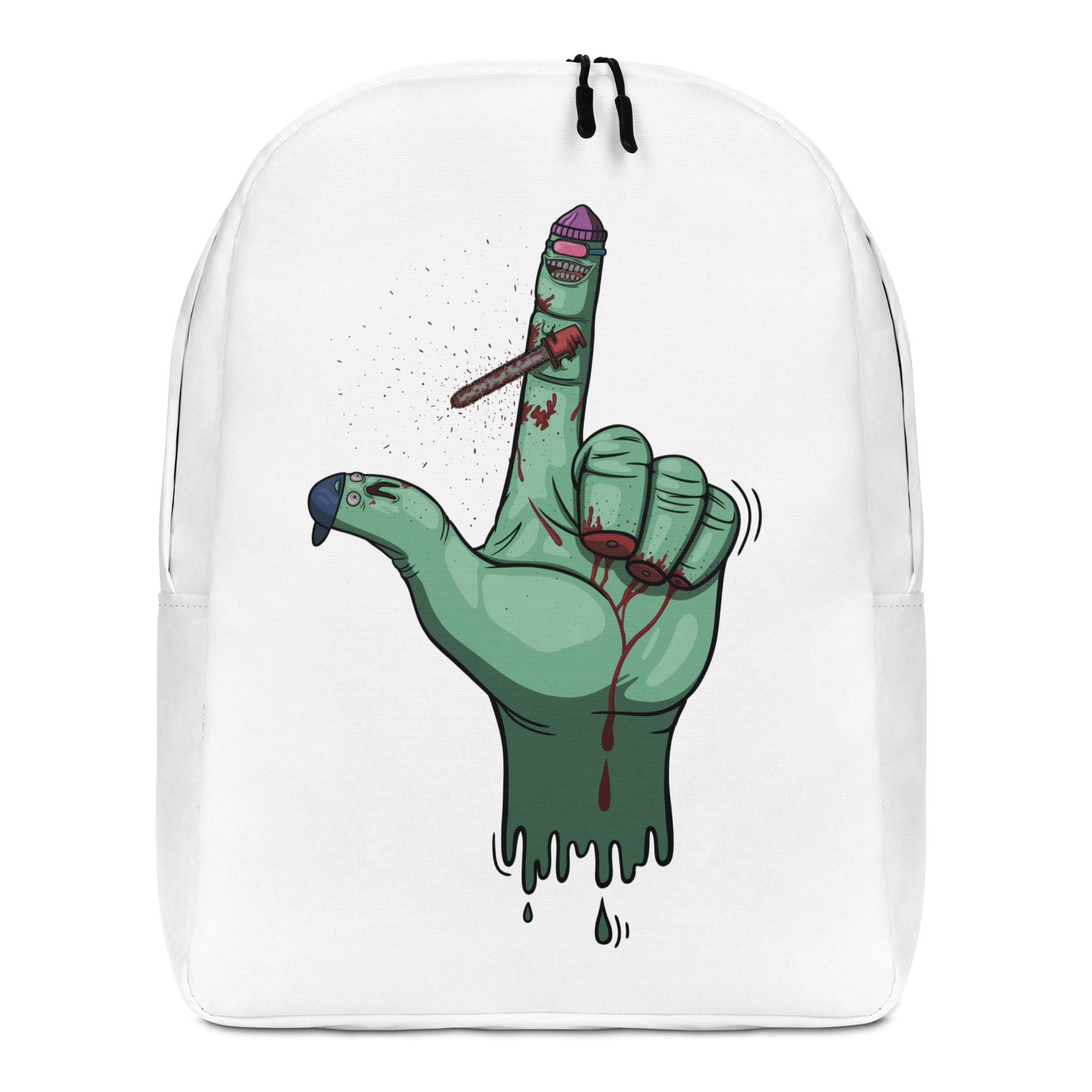 Crazy cartoon fingers white backpack