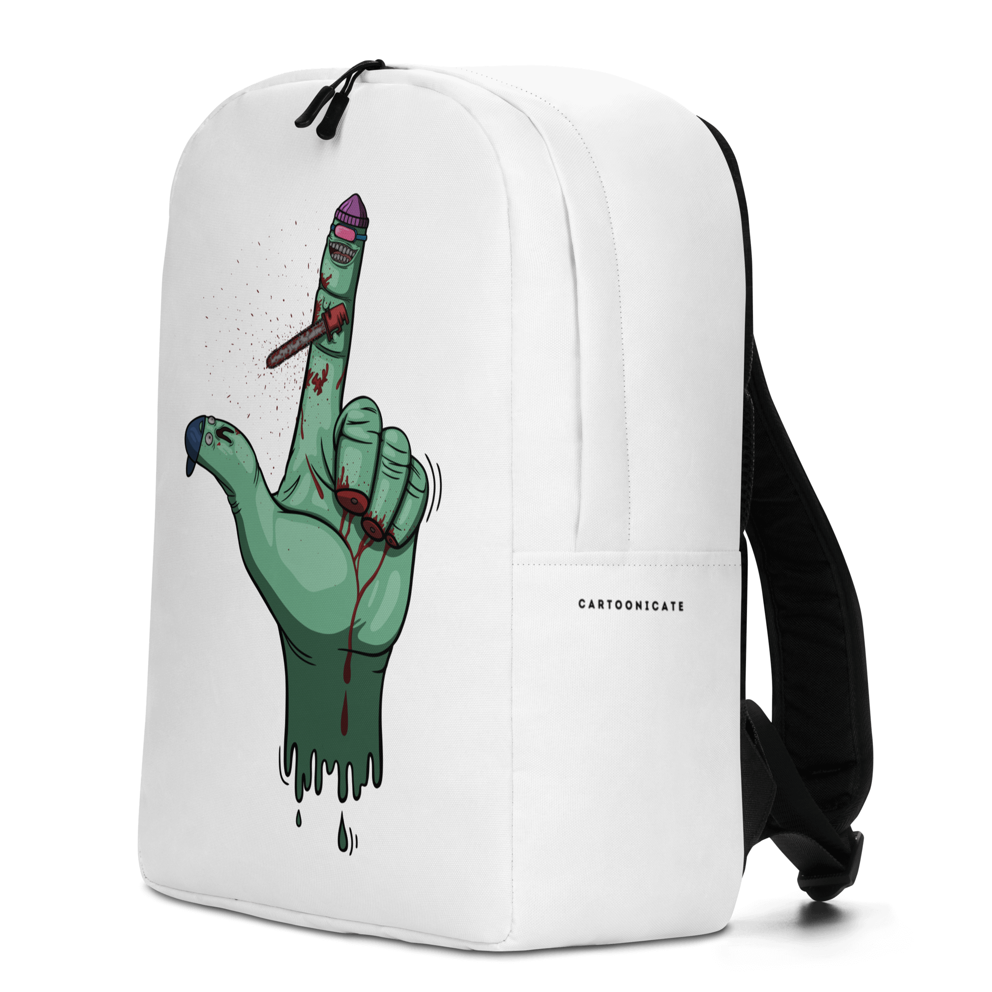 Halloween bloody fingers white backpack