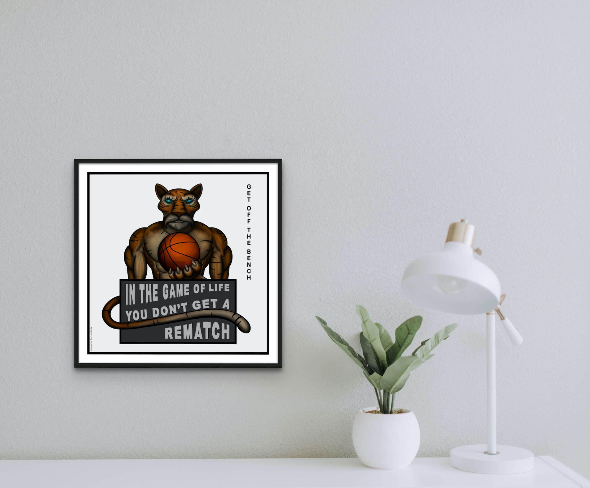 tiger playing basketball interior wall poster