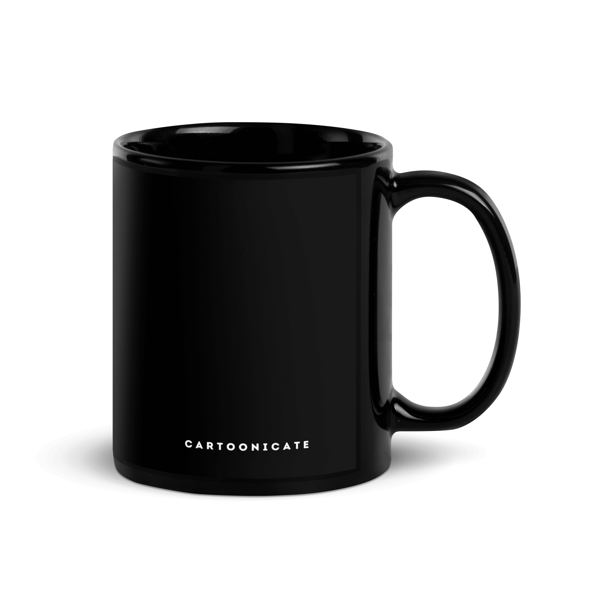 Cartoonicate black ceramic mug