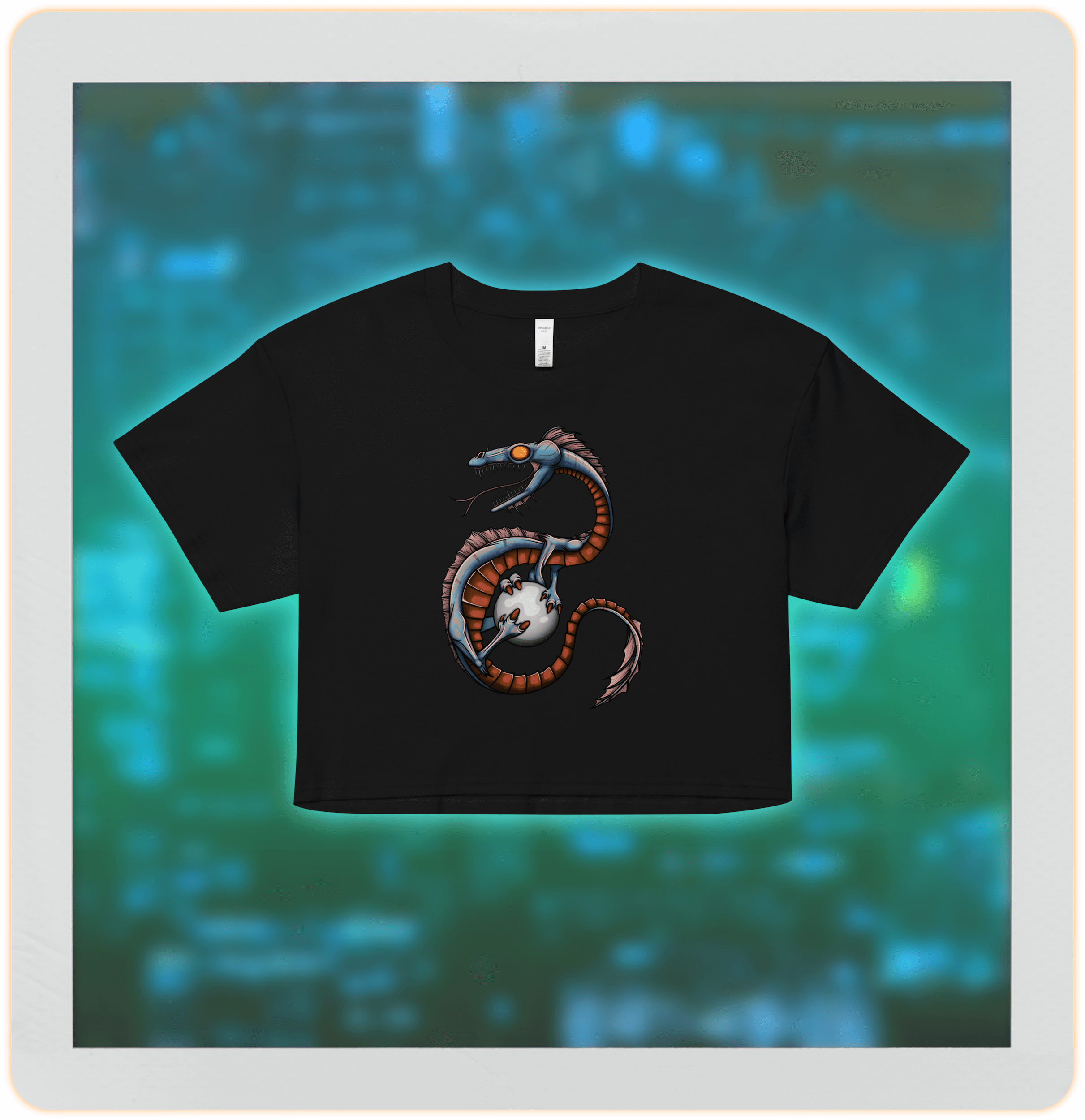 epic dragon design on black crop top