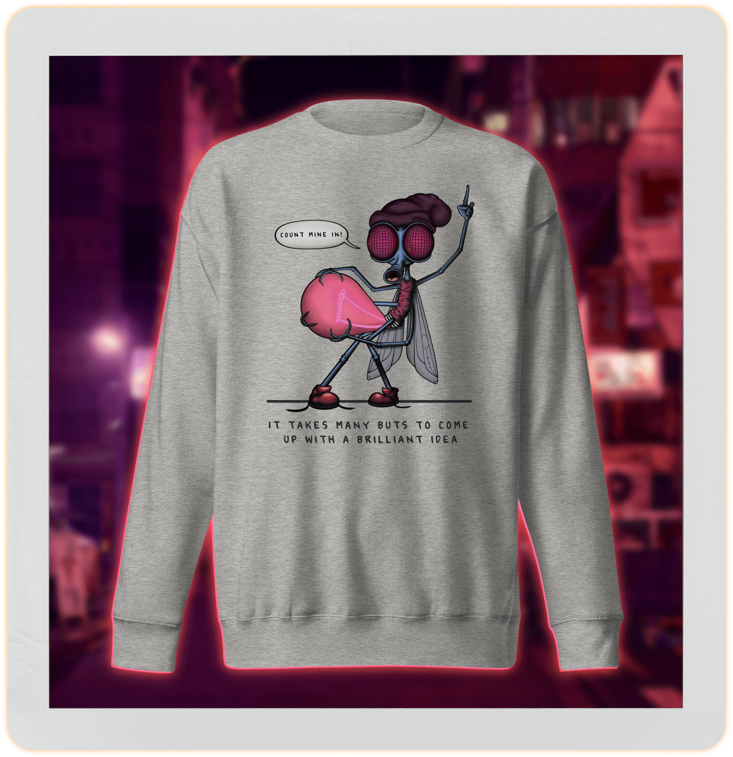 Funny lightbulb cartoon grey sweatshirt