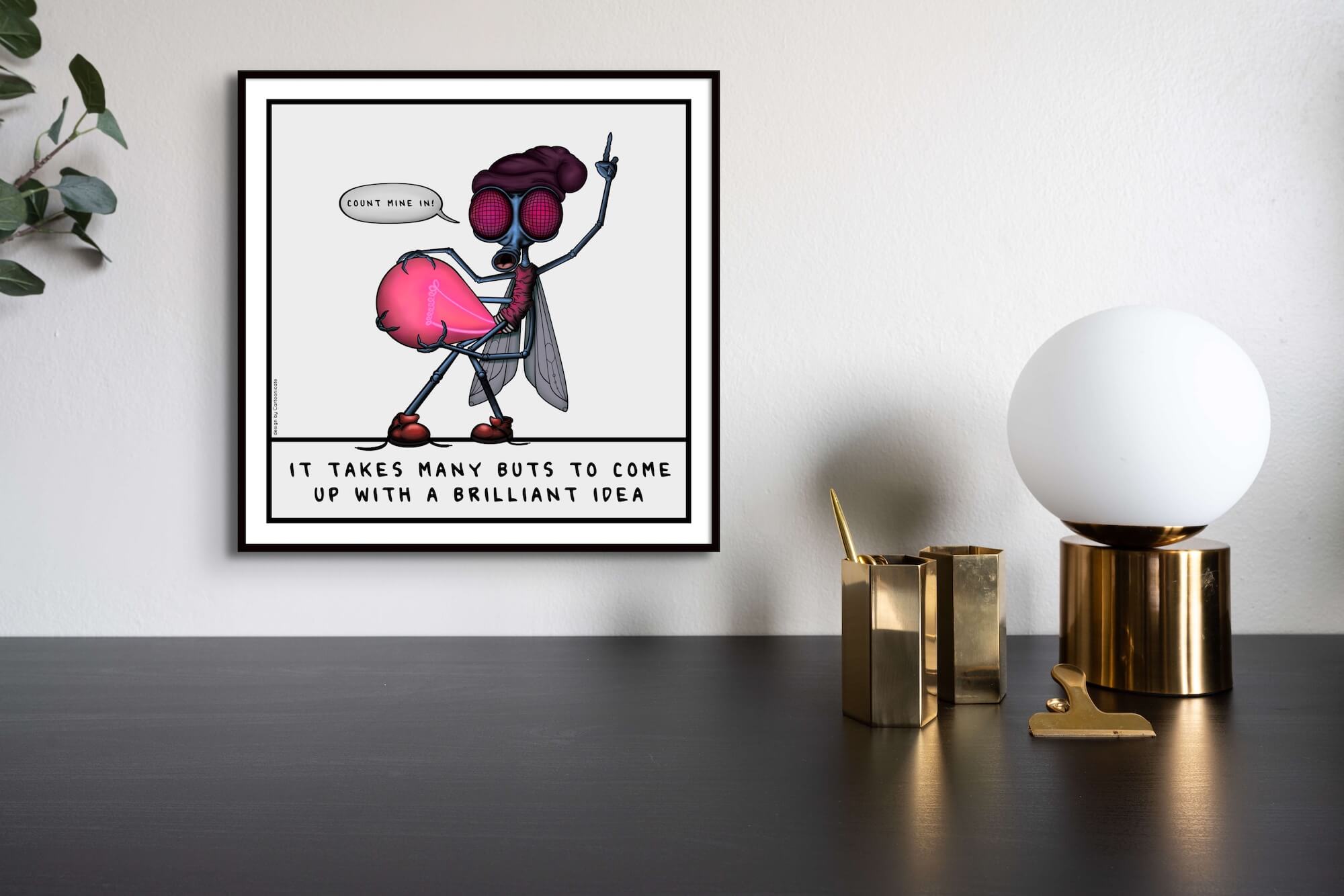 Cool cartoon insect with butt bulb interior poster