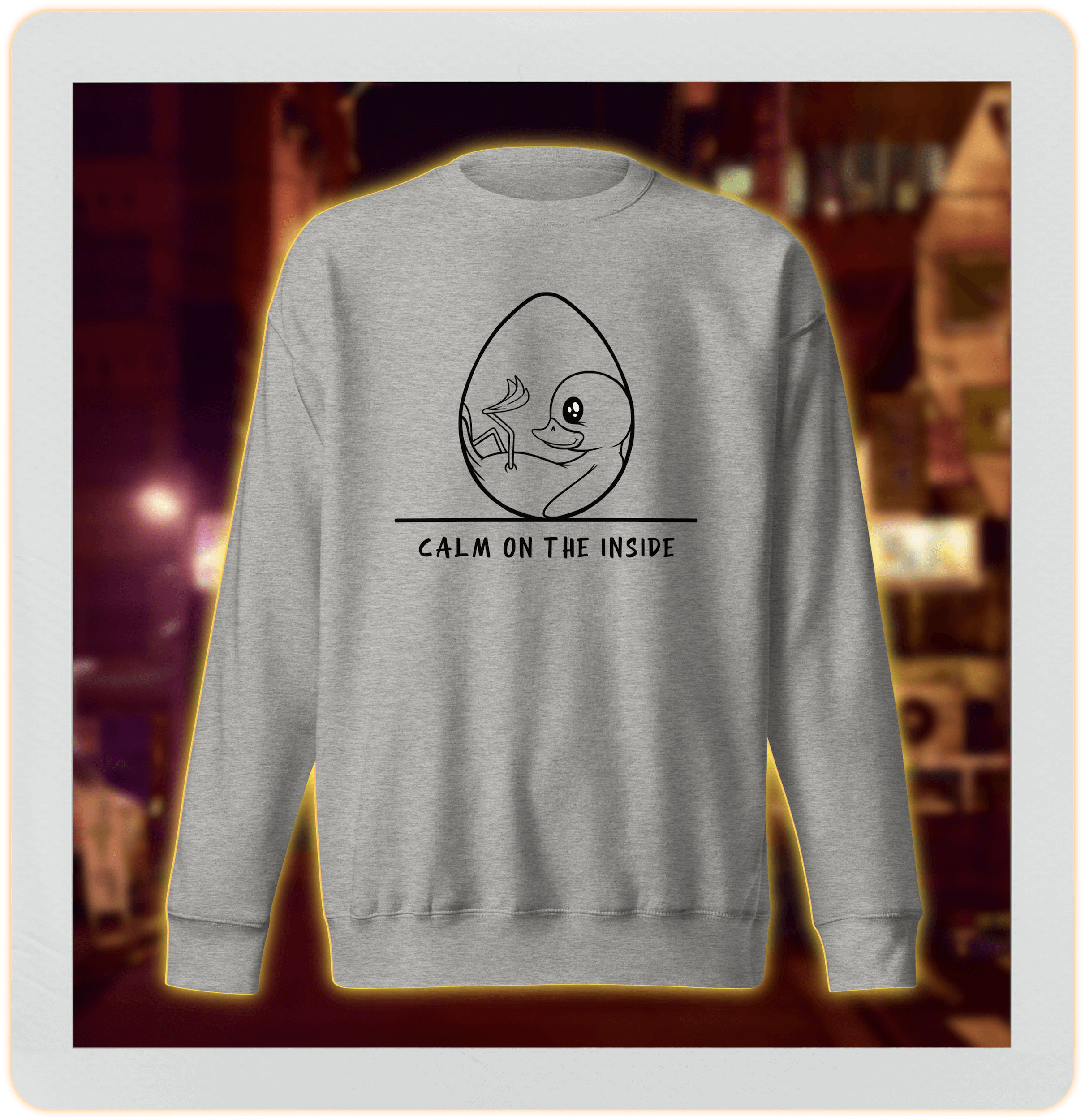 cool cartoon baby duck on grey sweatshirt