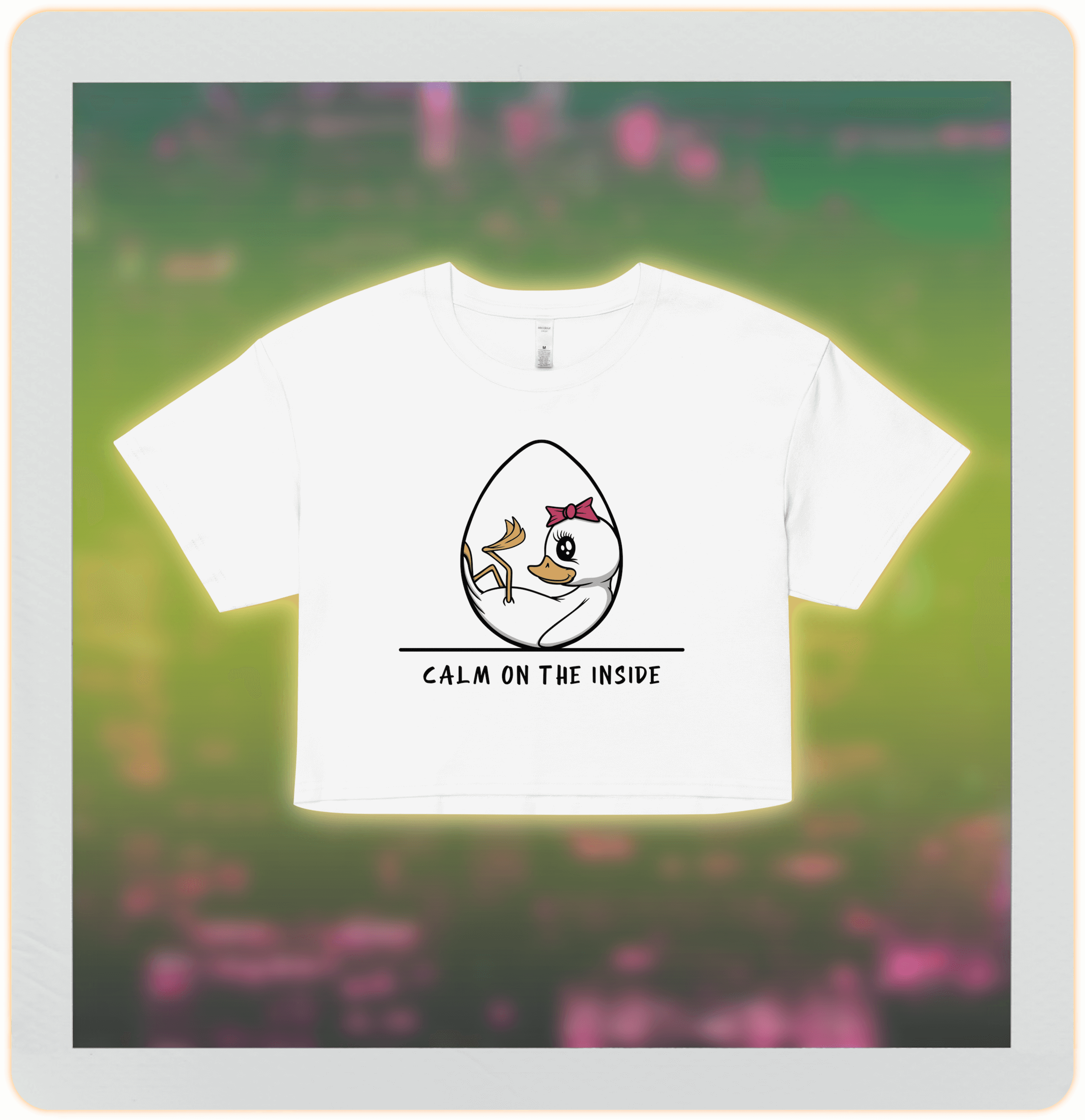 cute baby duckling drawing on white crop top