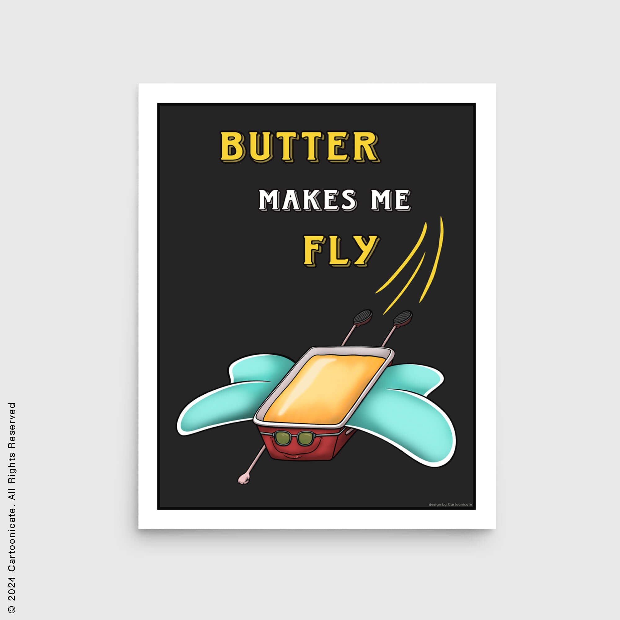 butter makes me fly cartoon wall poster