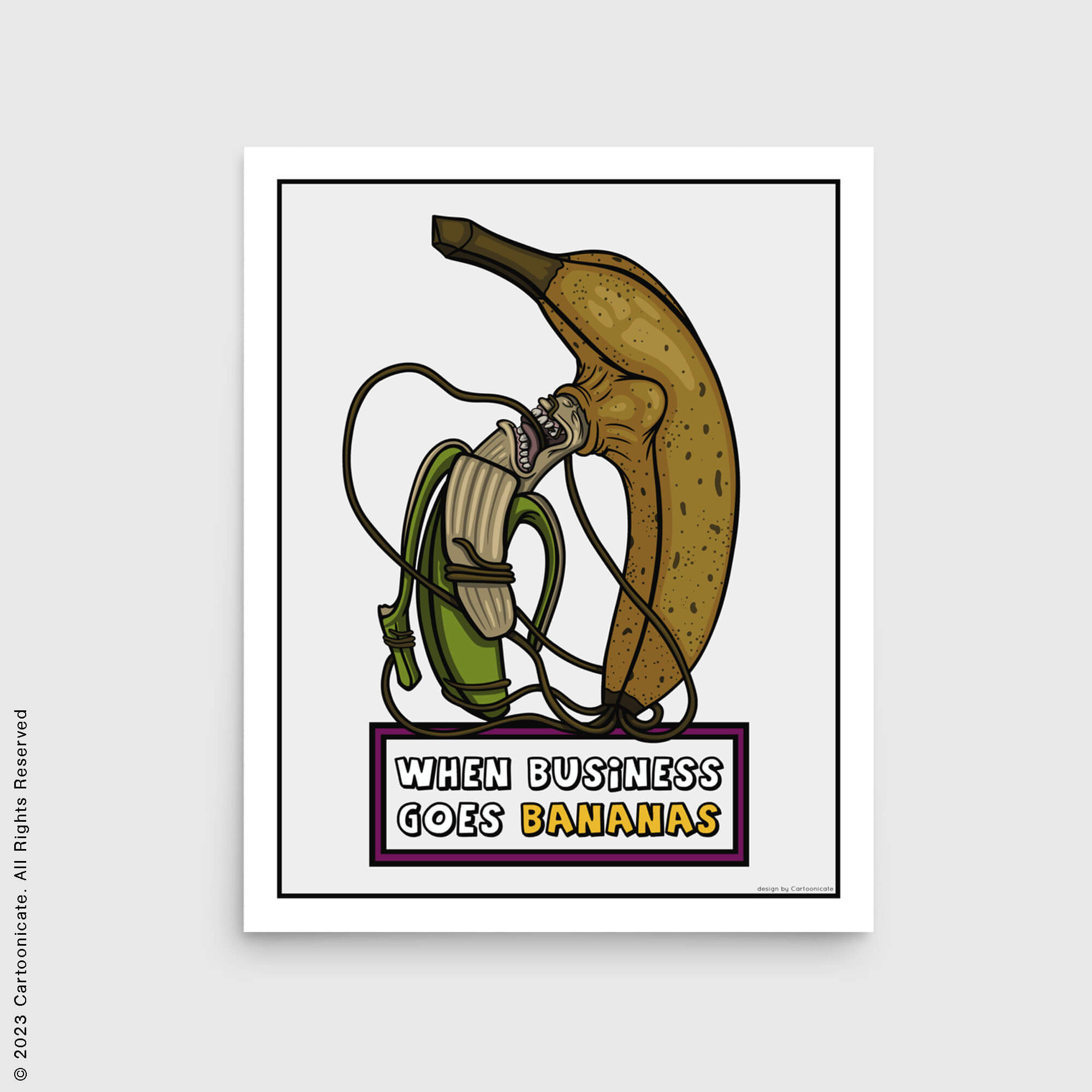 cool cartoon banana wall print