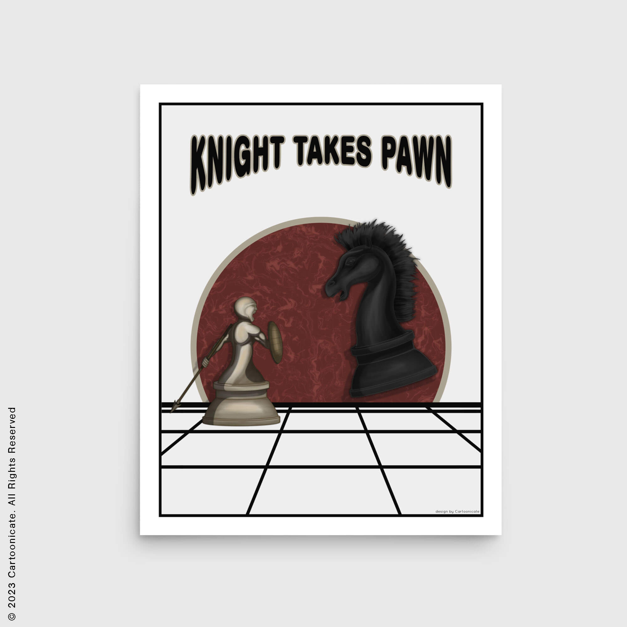 Pawn and knight chess wall poster