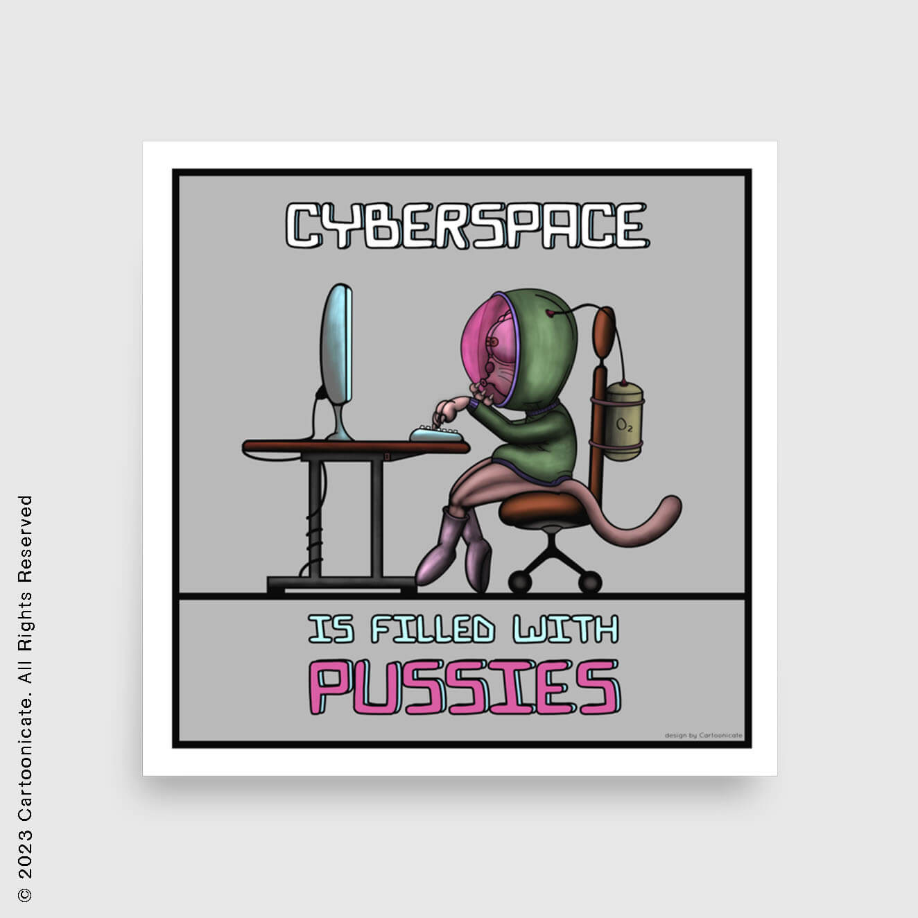 Funny cyberspace pussycat wall poster