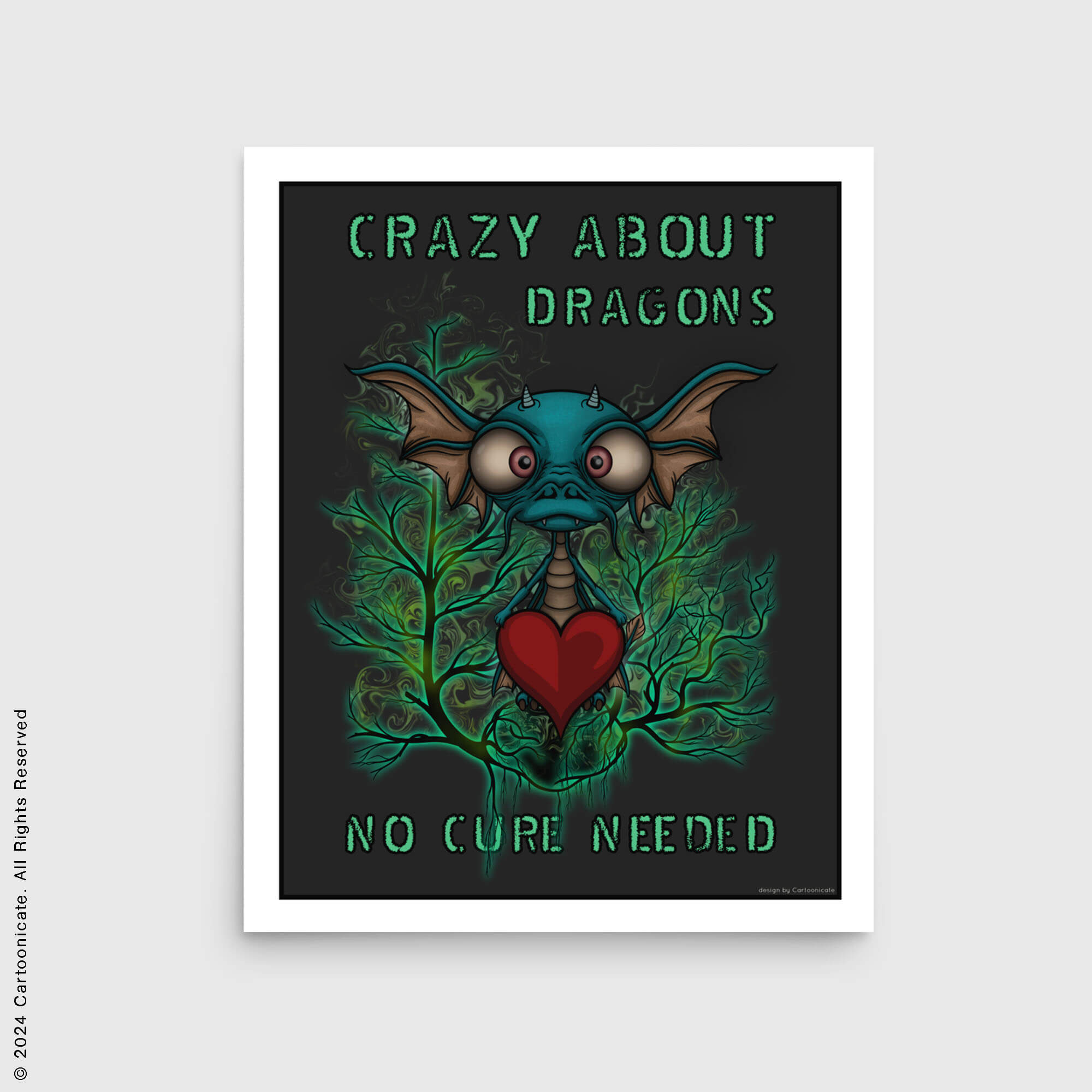 crazy about dragons wall print