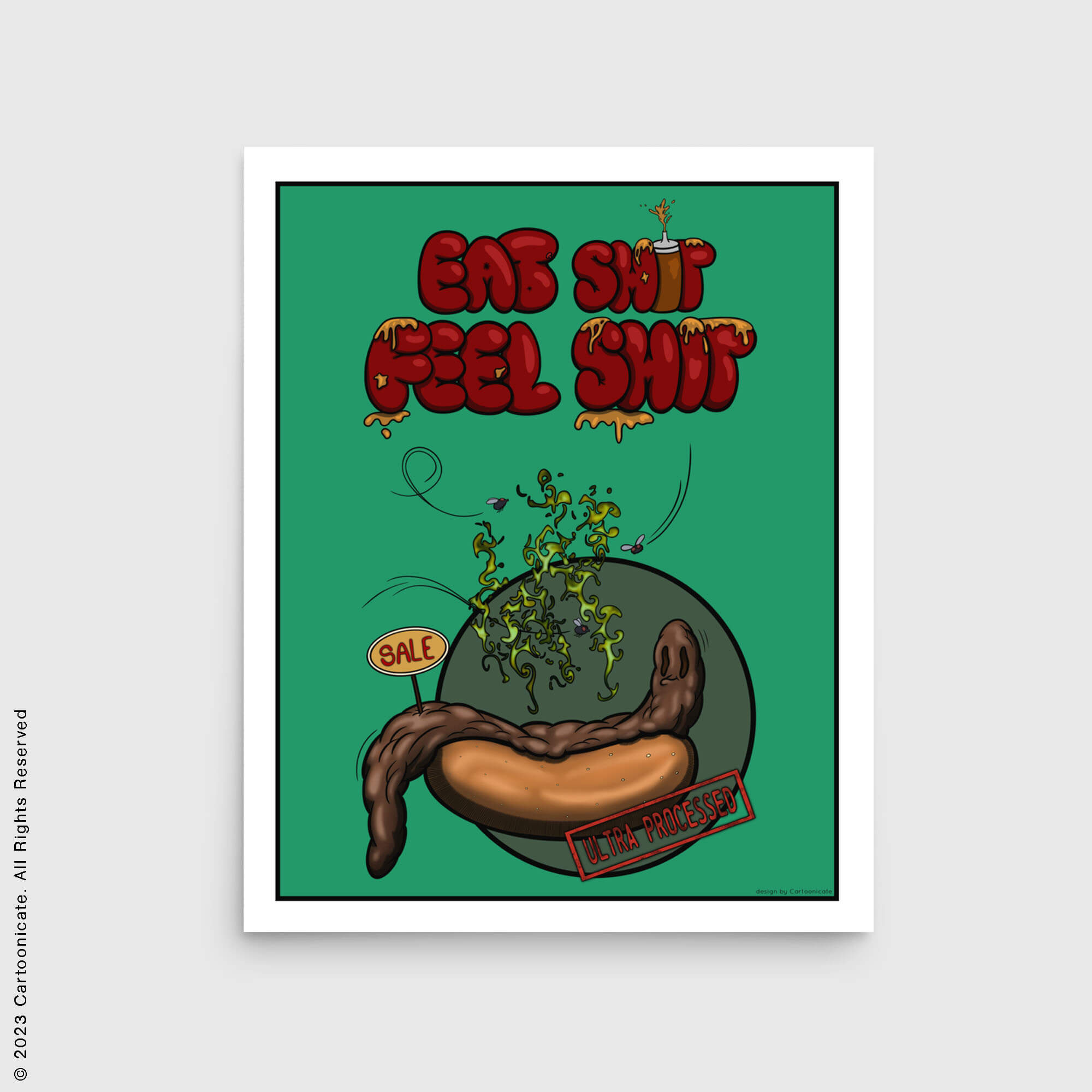 eat shit feel shit cartoon wall poster