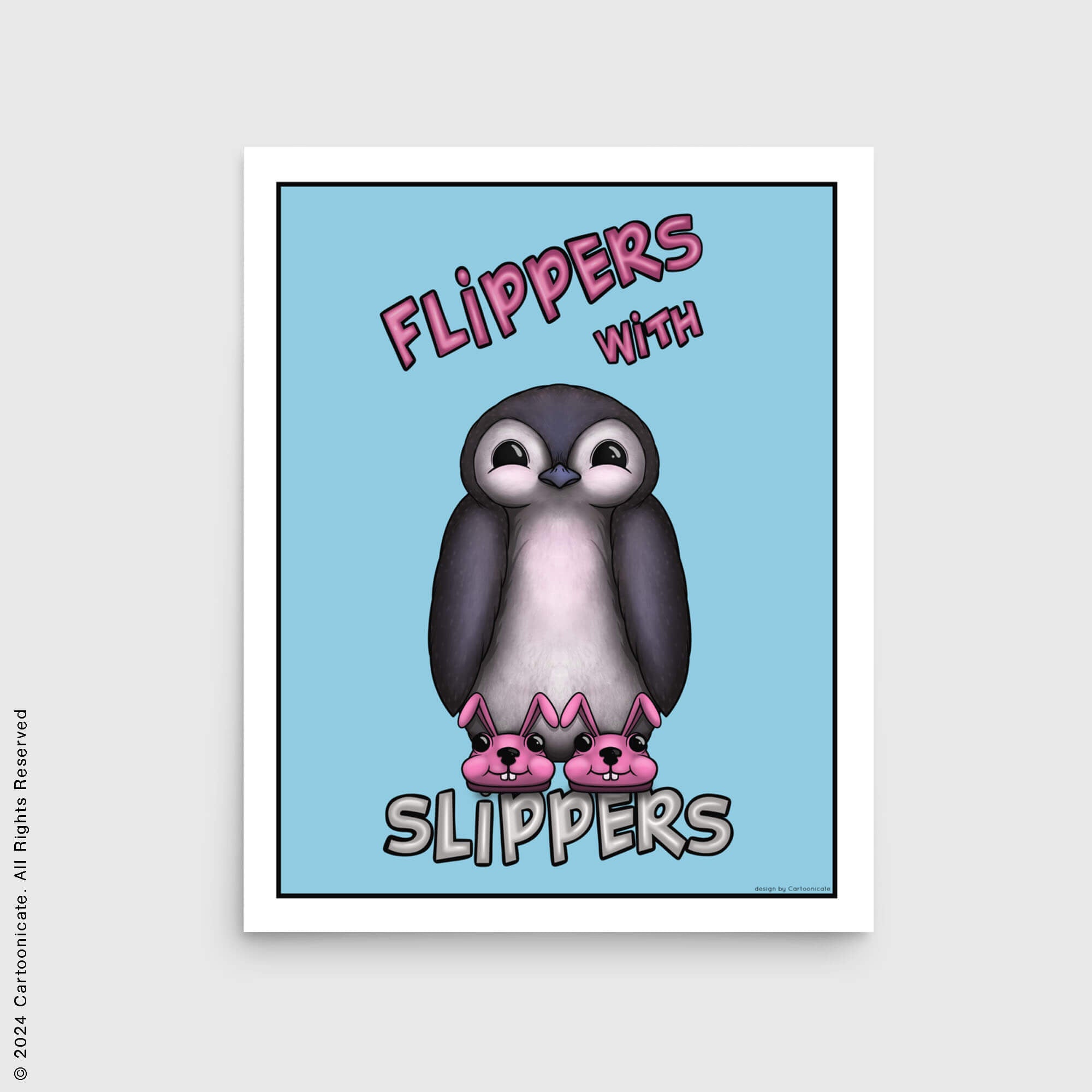 Flippers with slippers drawing wall poster