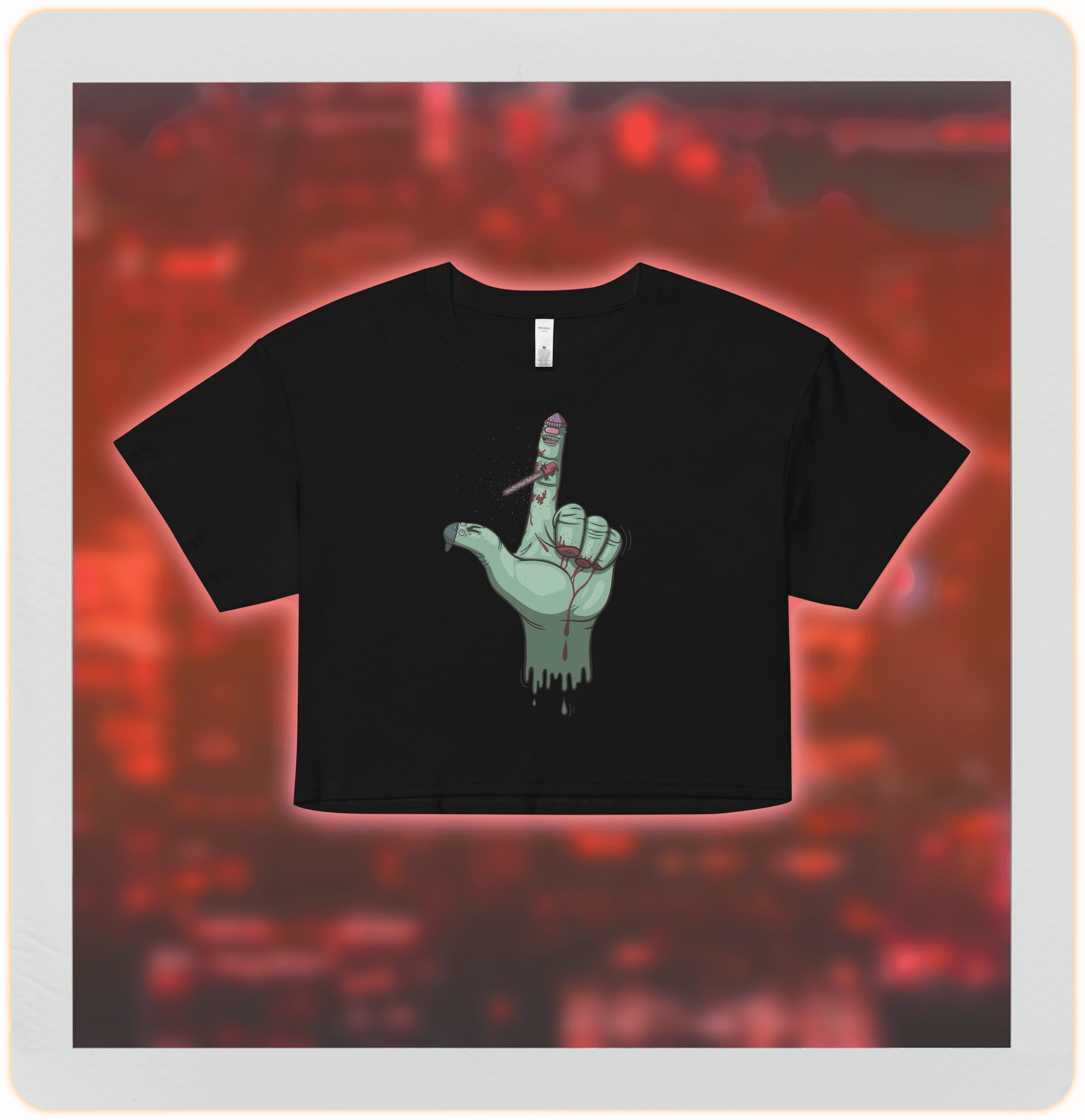 Halloween bloody fingers black crop top