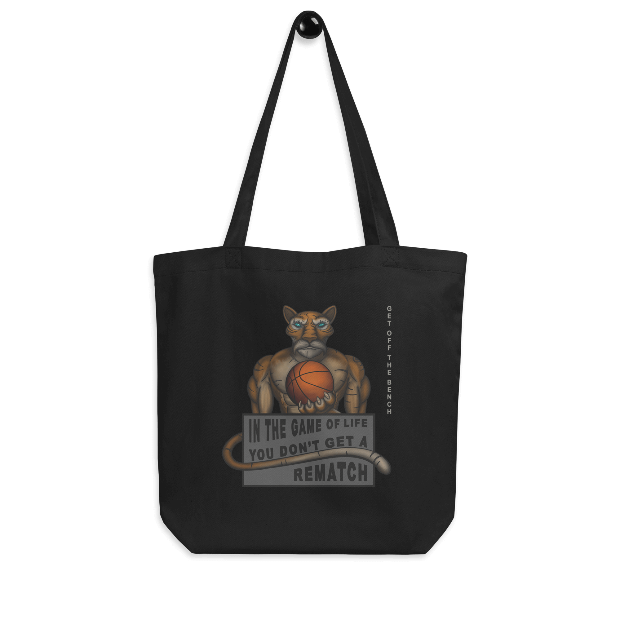 Tiger playing basketball tote bag black