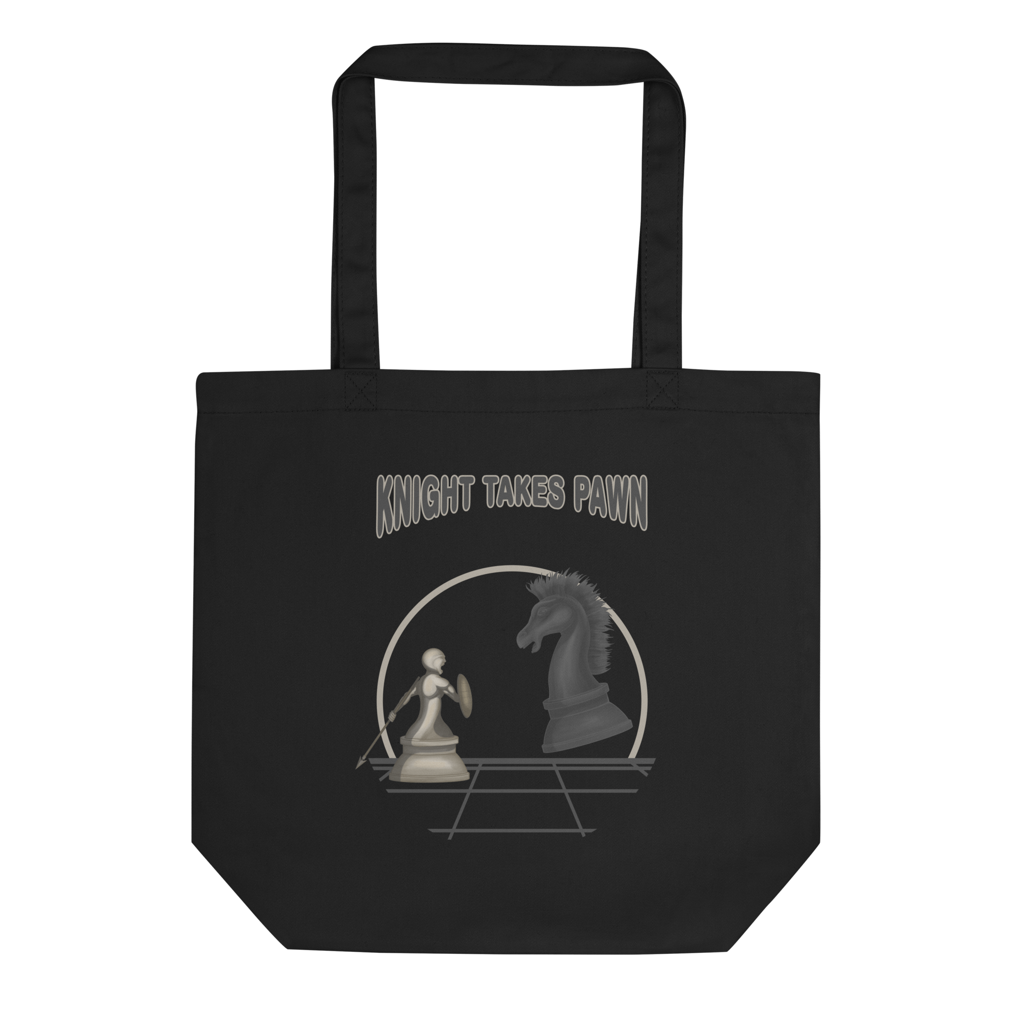 Pawn and knight chess tote bag black