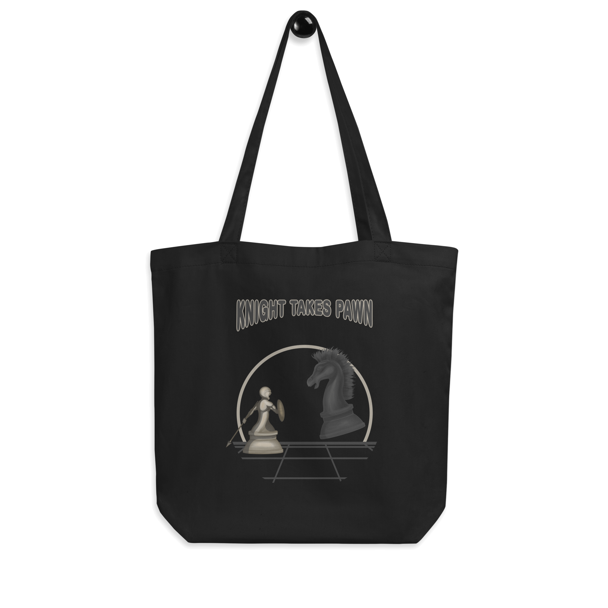 Cool cartoon chess tote bag black