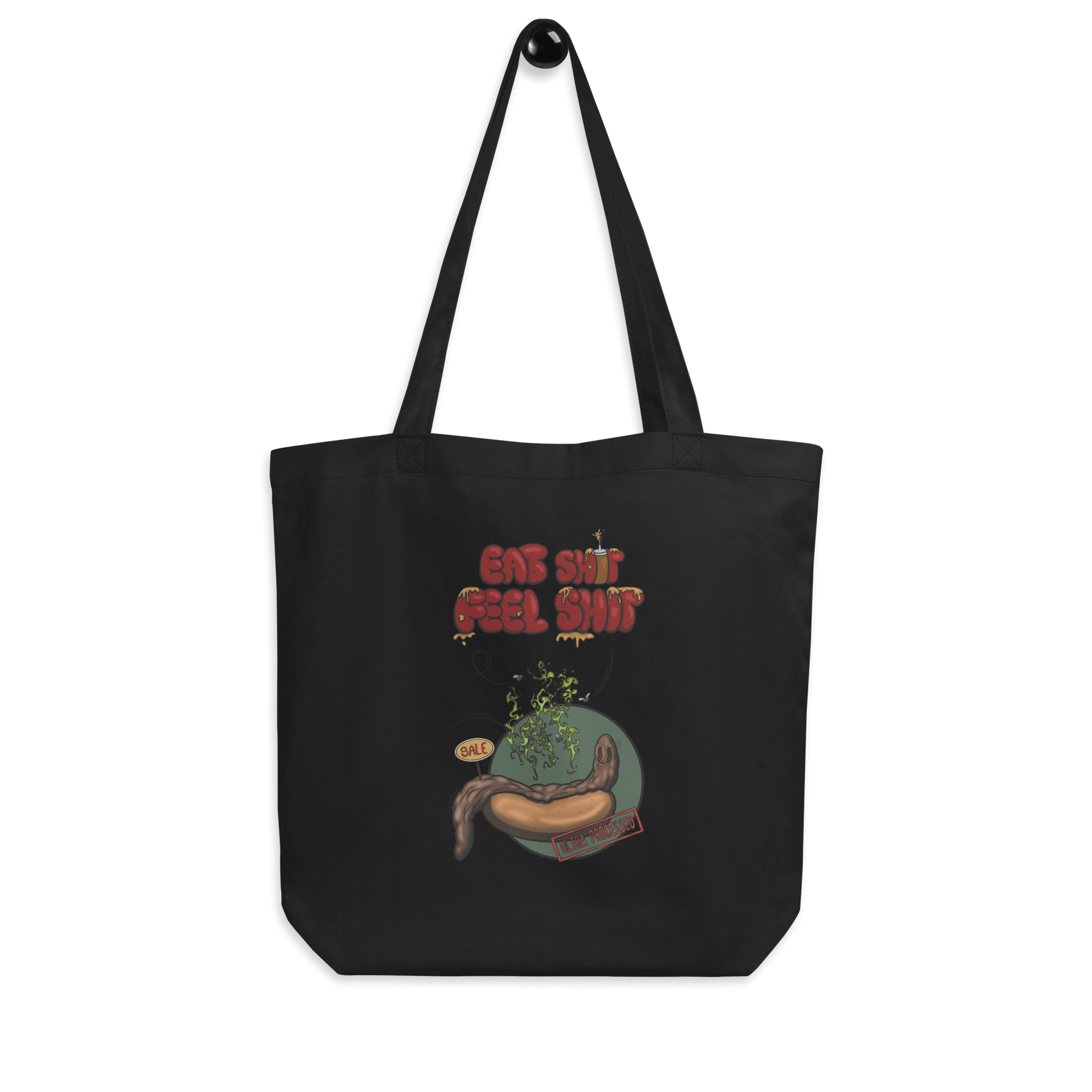 funny cartoon hot dog tote bag black