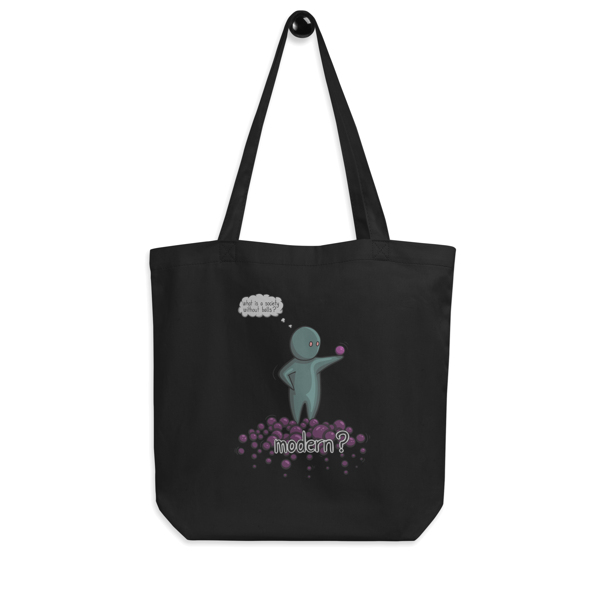 funny cartoon drawing on tote bag black