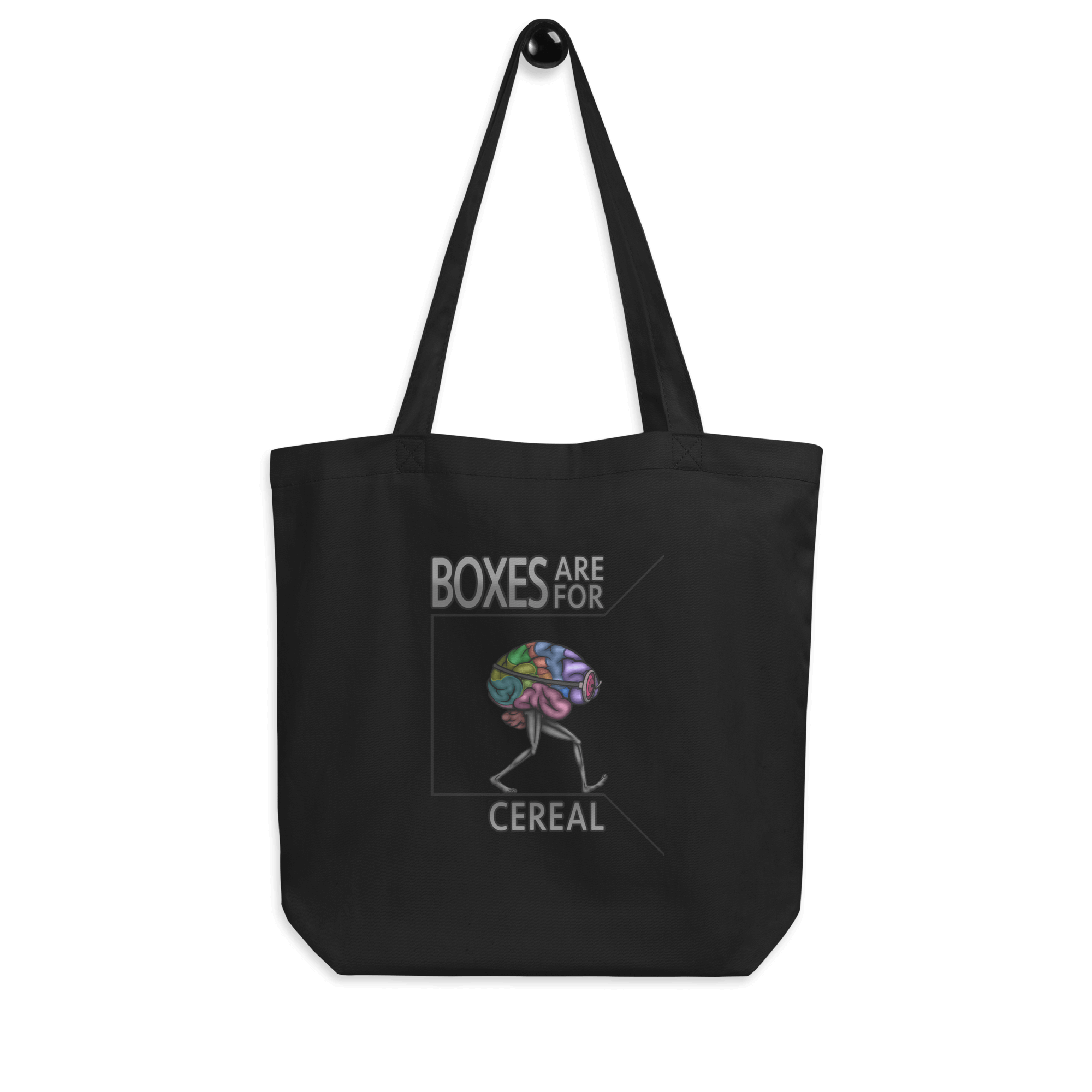 funny cartoon brain with legs tote bag black