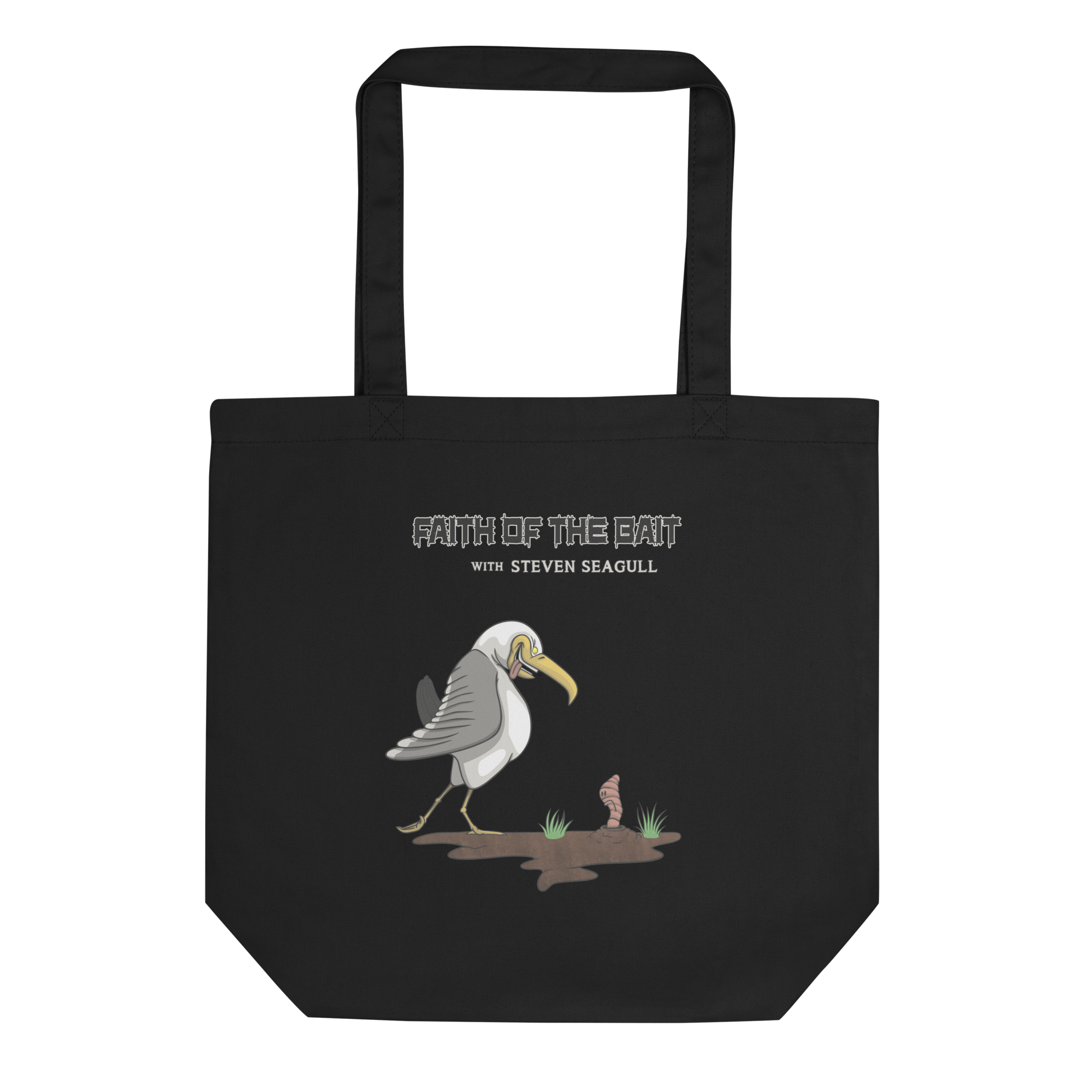 Faith of the bait black tote bag