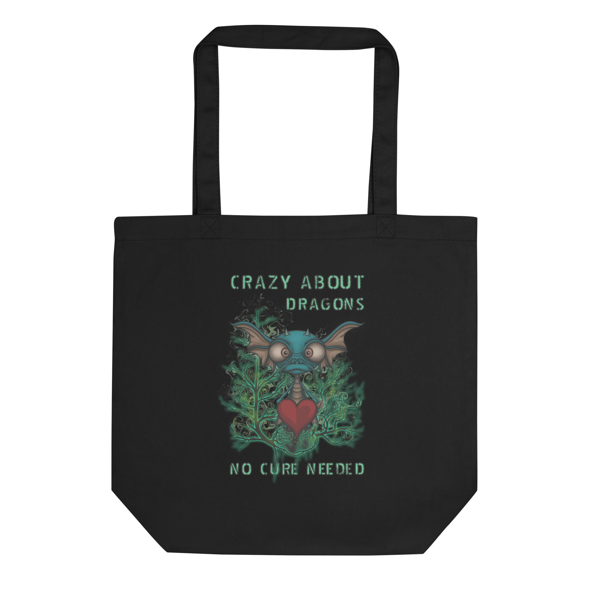 crazy about dragons tote bag black