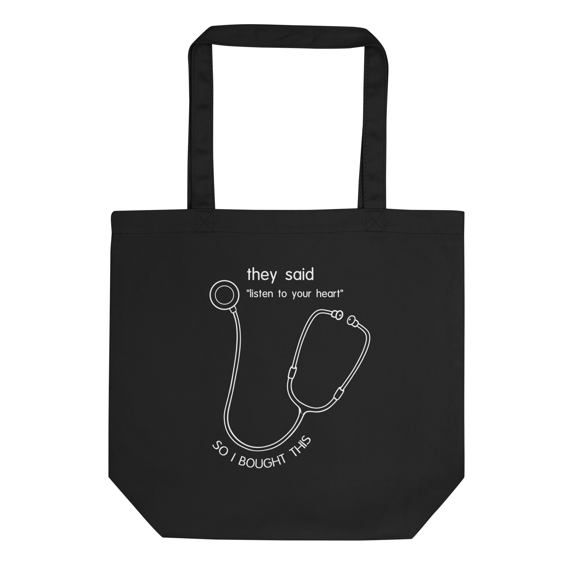 doctor Stethoscope drawing on tote bag black