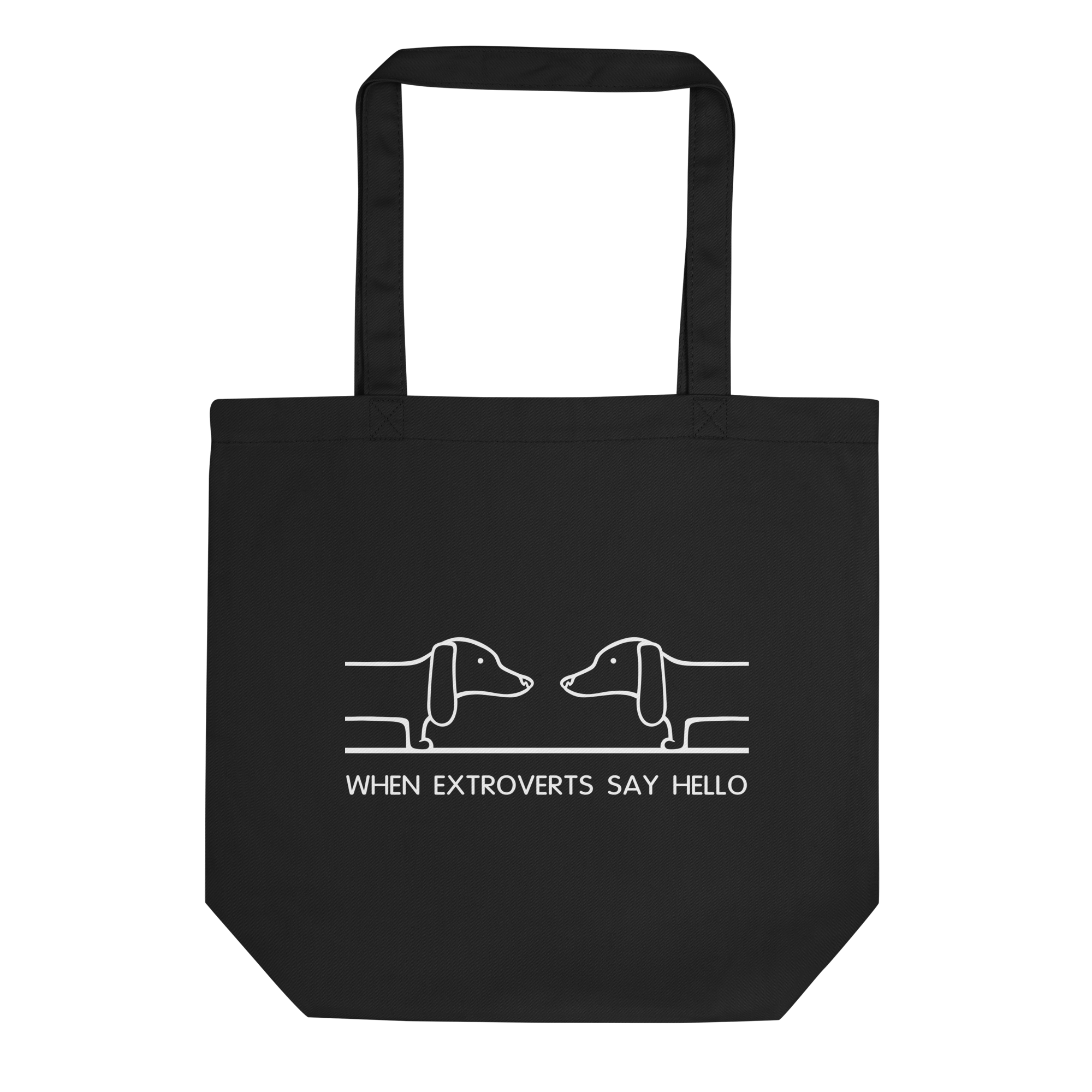 When extroverts Say Hello black tote bag