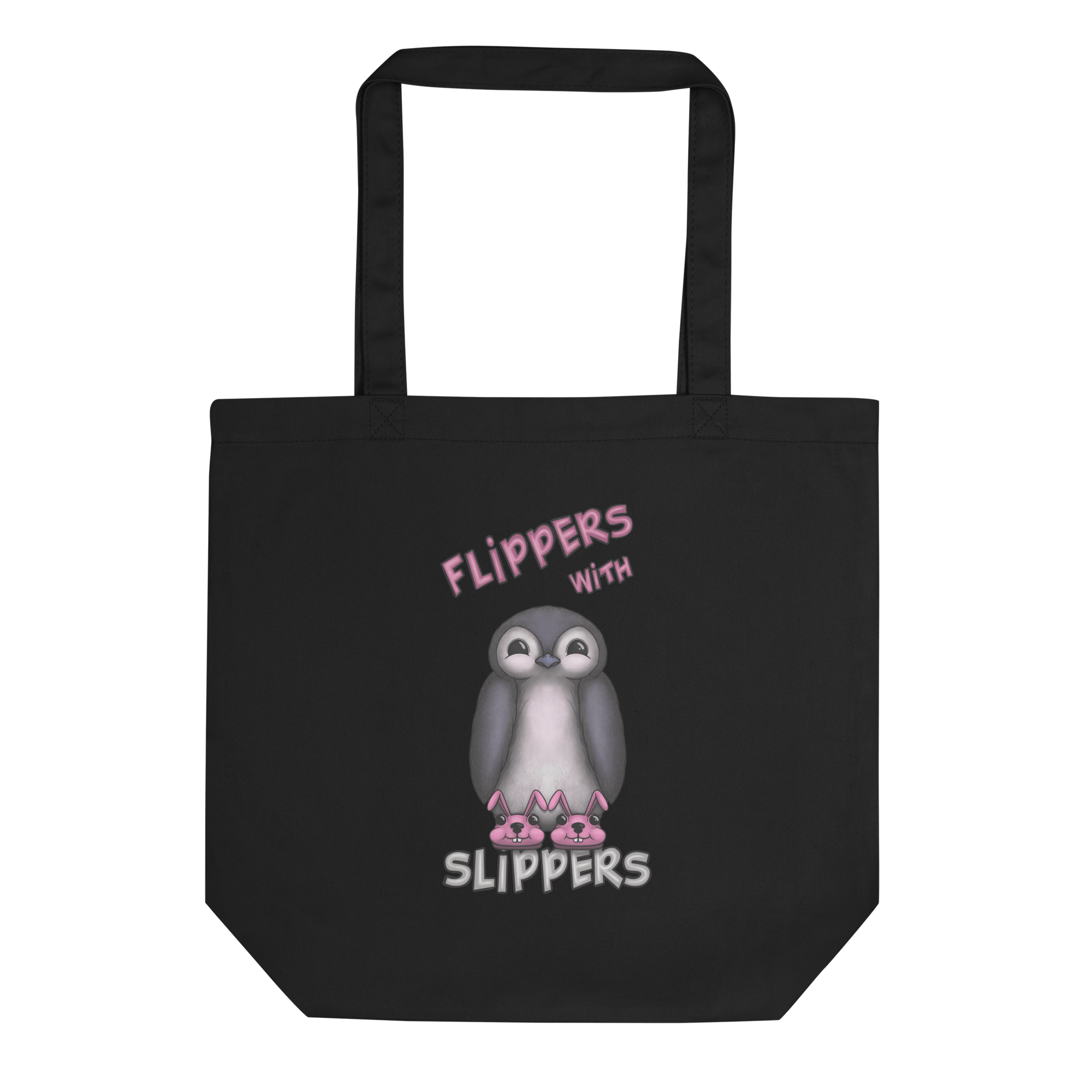 Flippers with slippers drawing in tote bag black