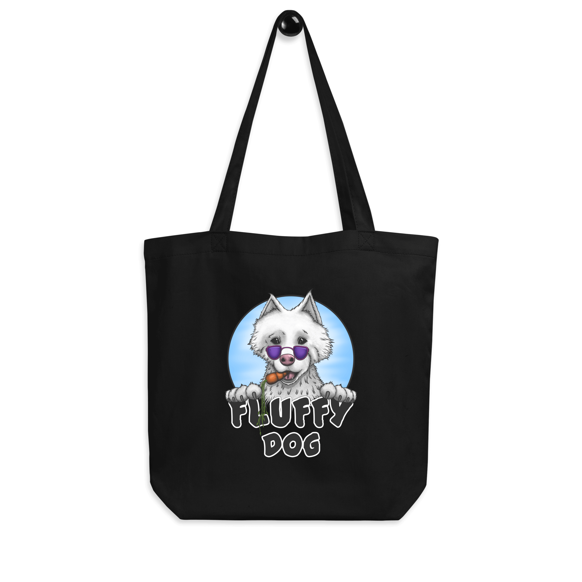 cute samoyed dog with sunglasses on tote bag black