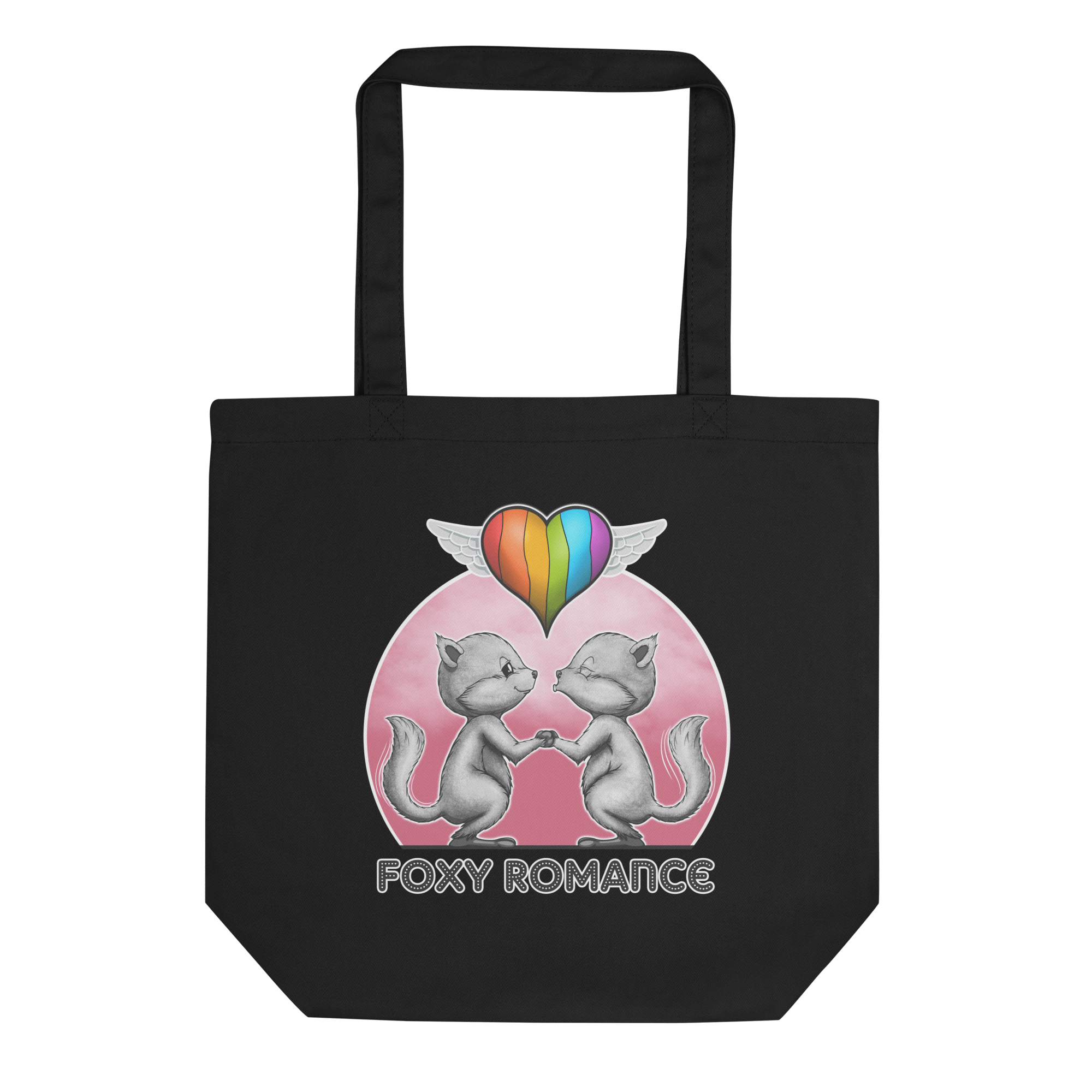 Foxy romance pride design on tote bag black