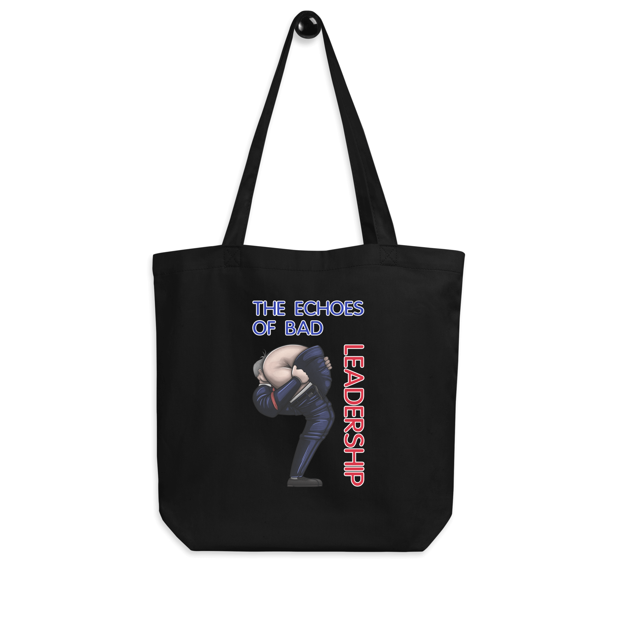 humor cartoon of bad leadership on tote bag black