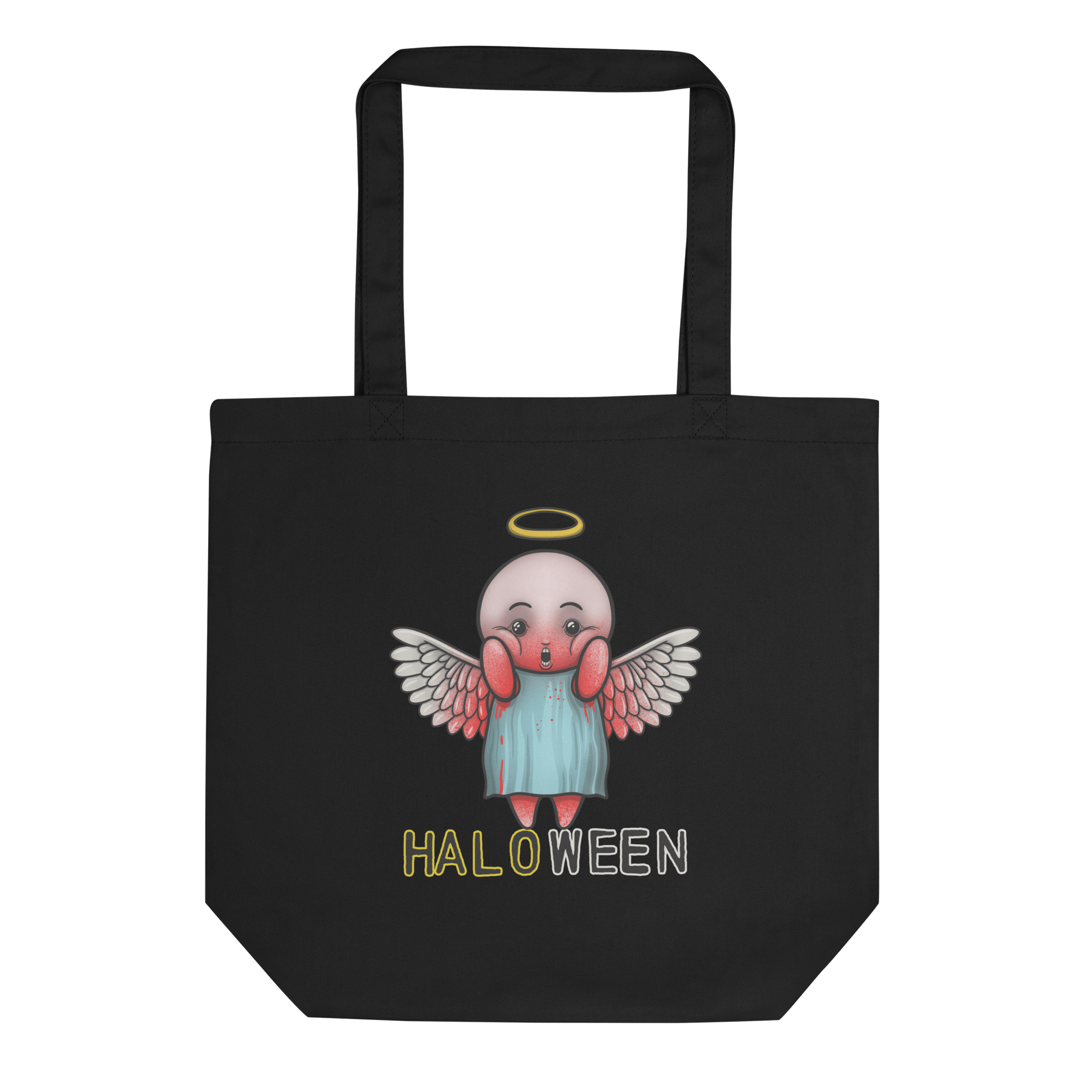 Bloody angel halloween black tote bag