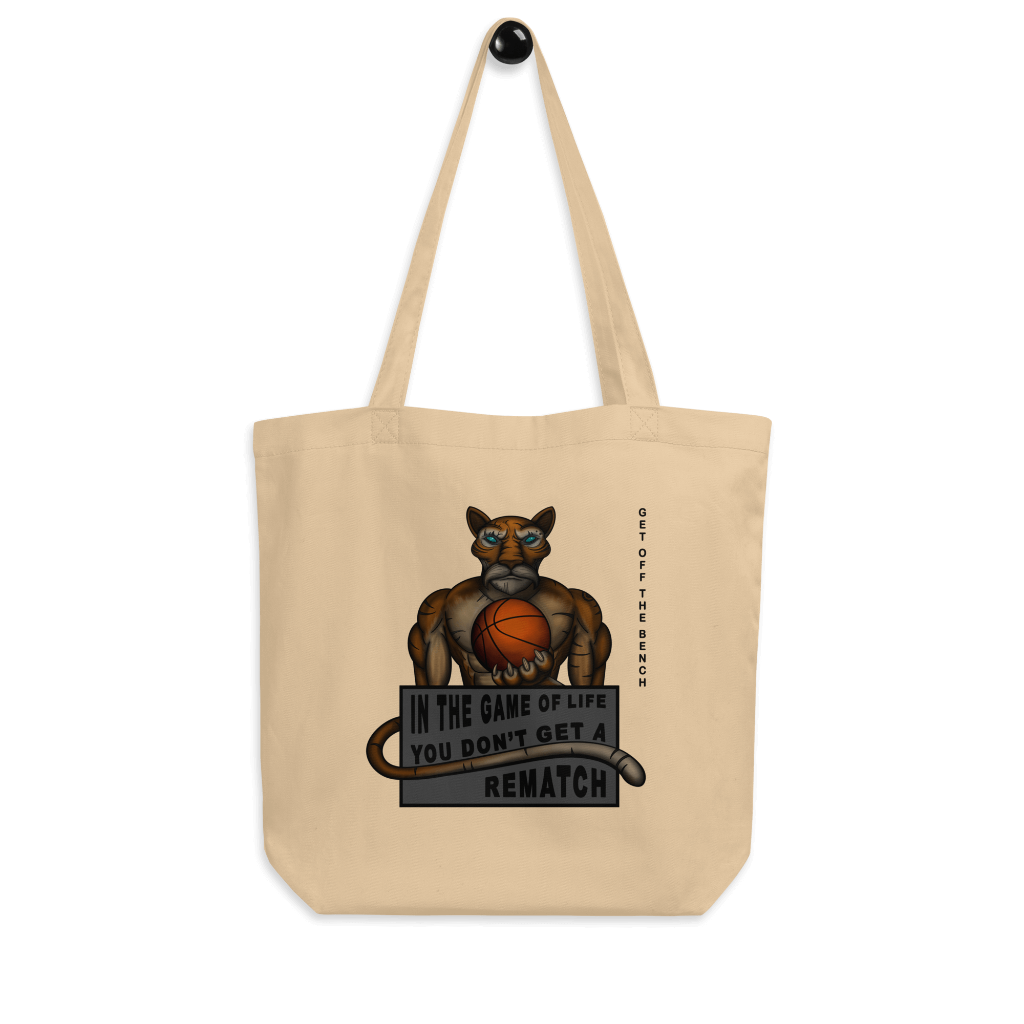 Tiger playing basketball tote bag natural