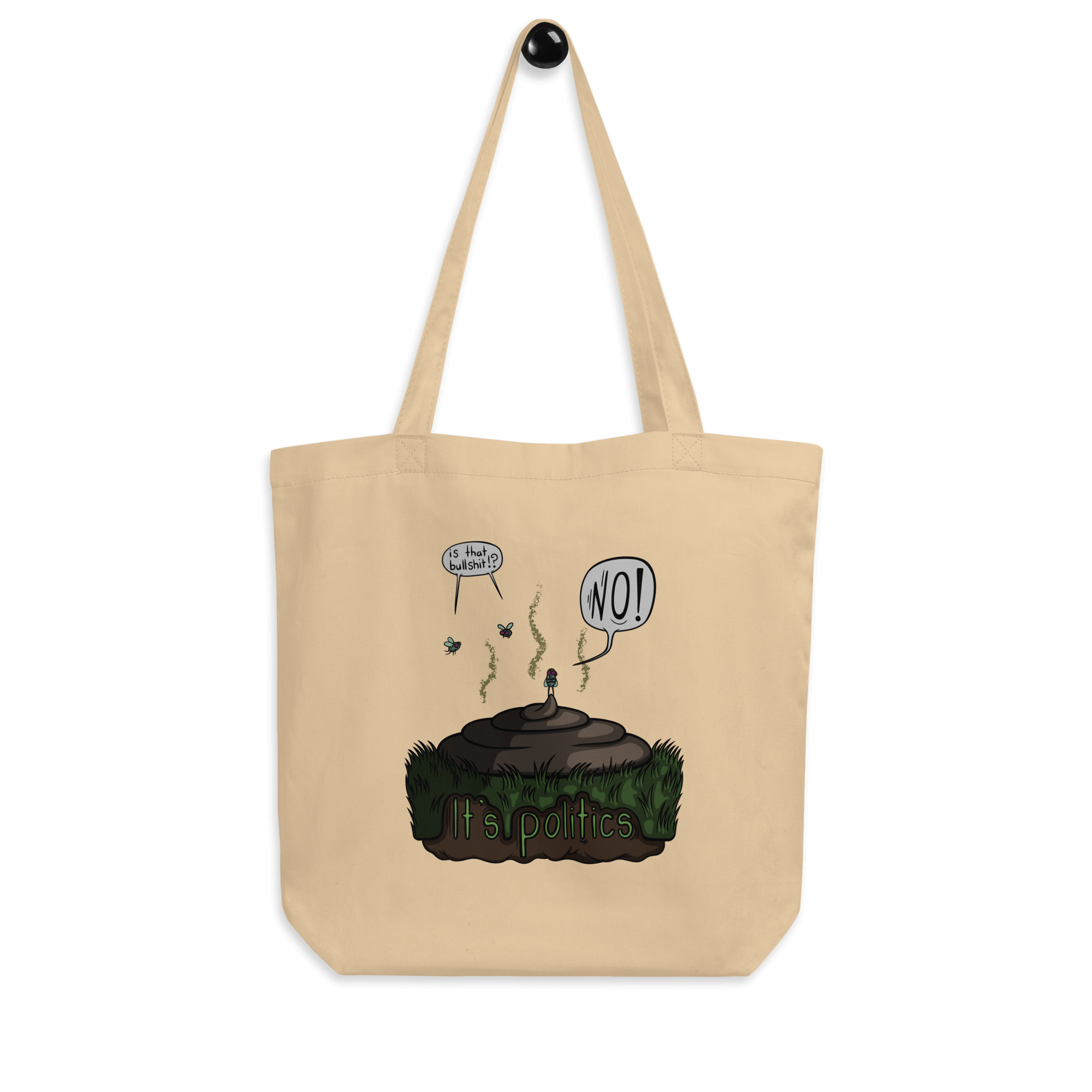 cartoon design of flies and bullshit tote bag natural