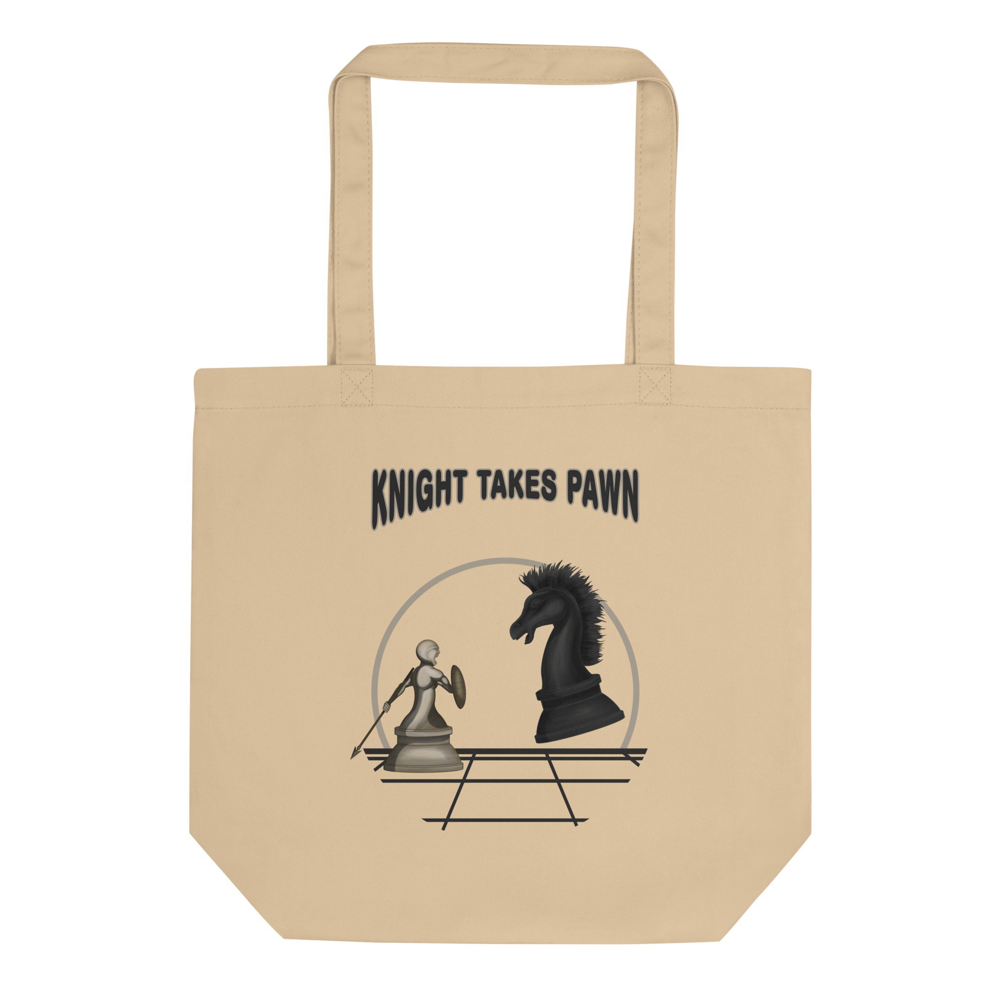 Pawn and knight chess tote bag natural