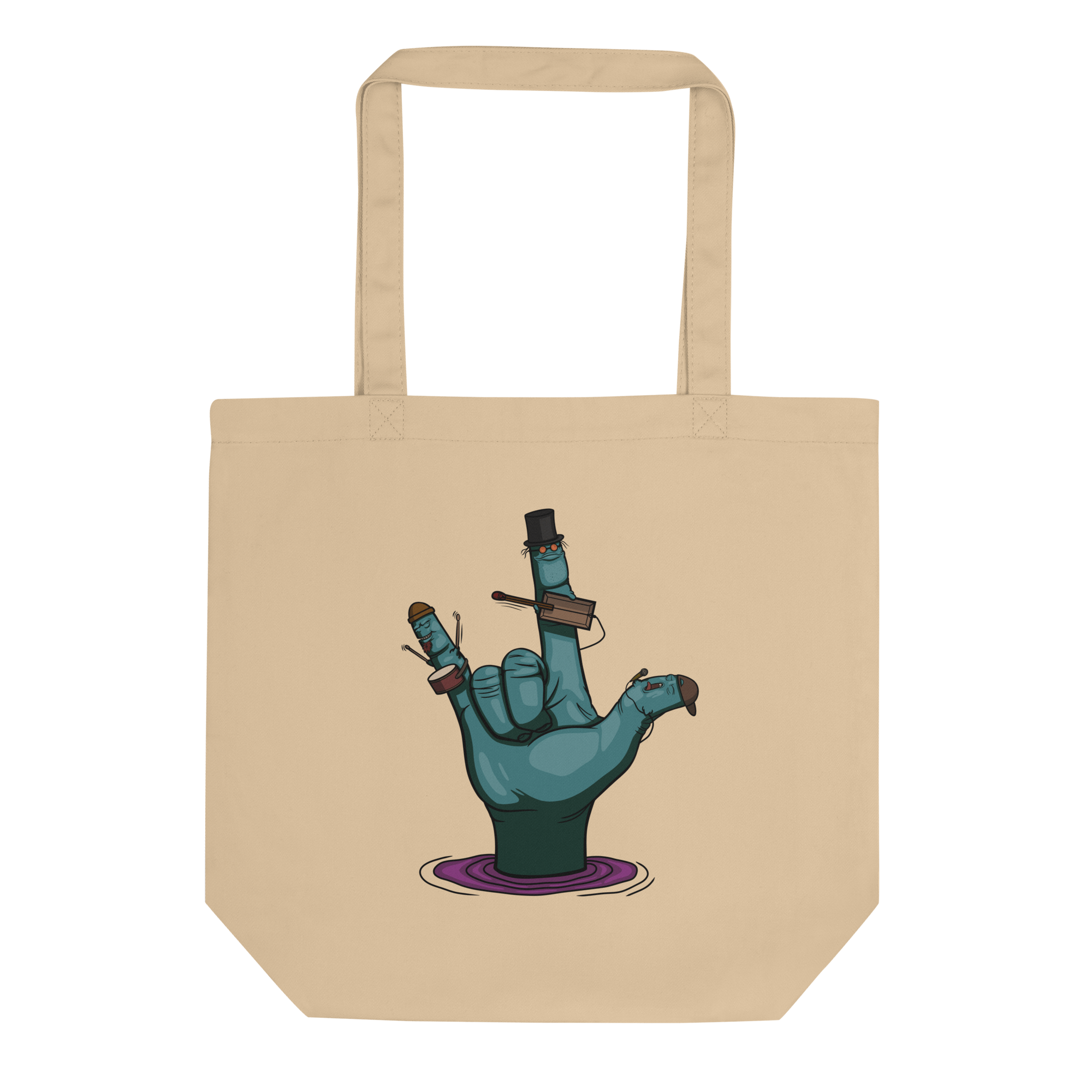 rock and roll hand tote bag natural