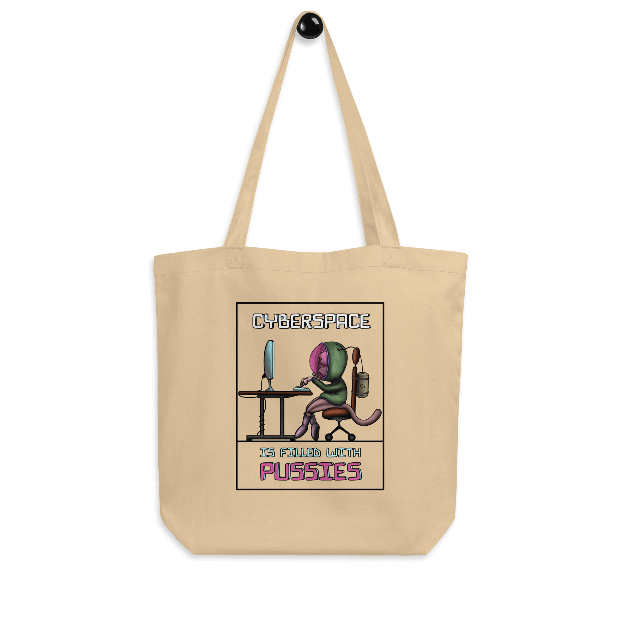 funny cyberspace cat tote bag natural