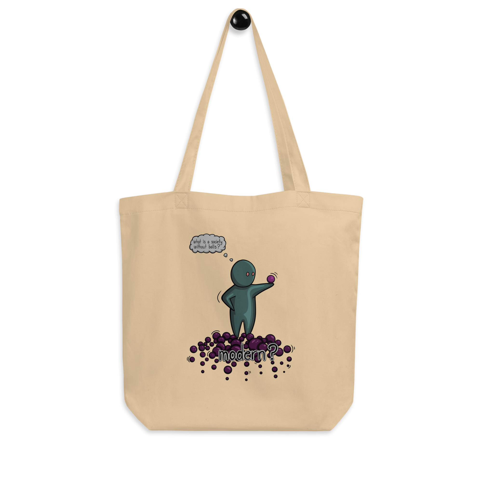 funny cartoon drawing on tote bag natural