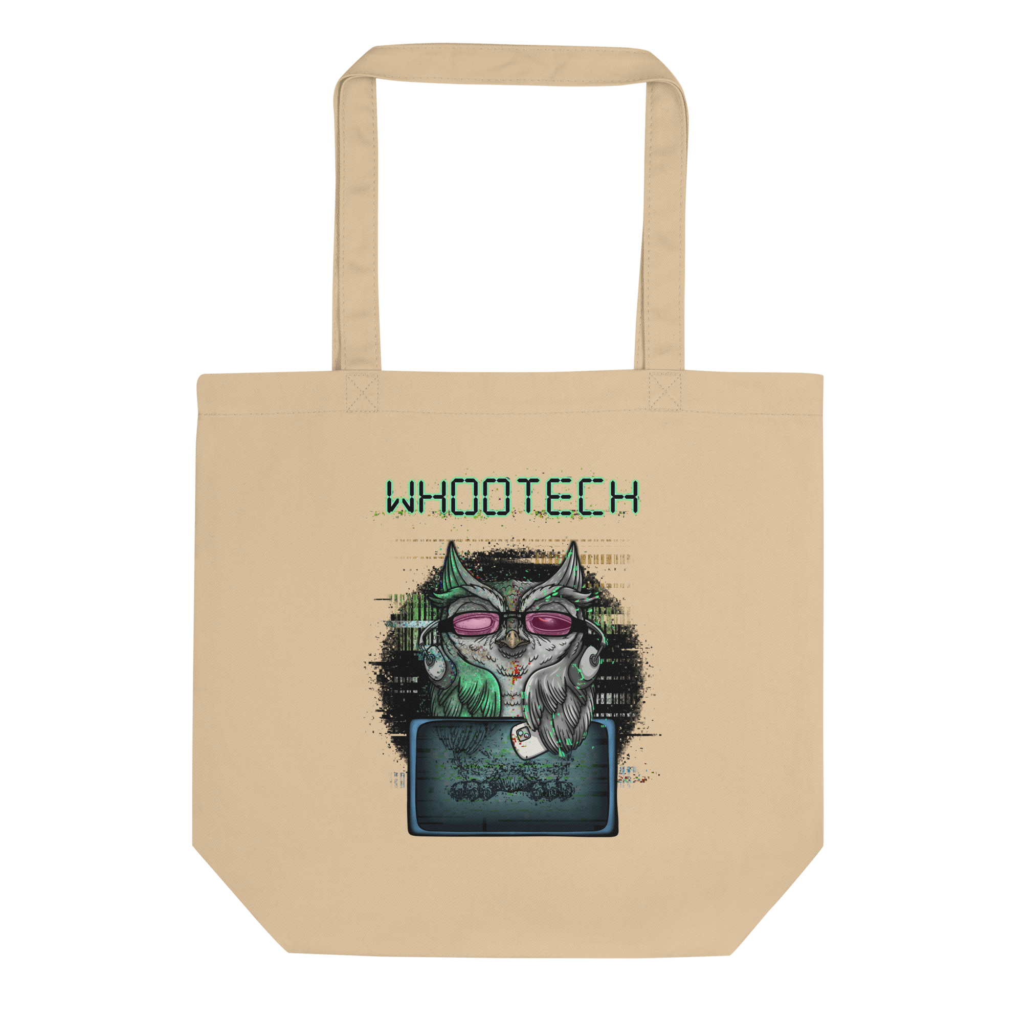 Cool Cartoon Owl And Technology tote bag natural