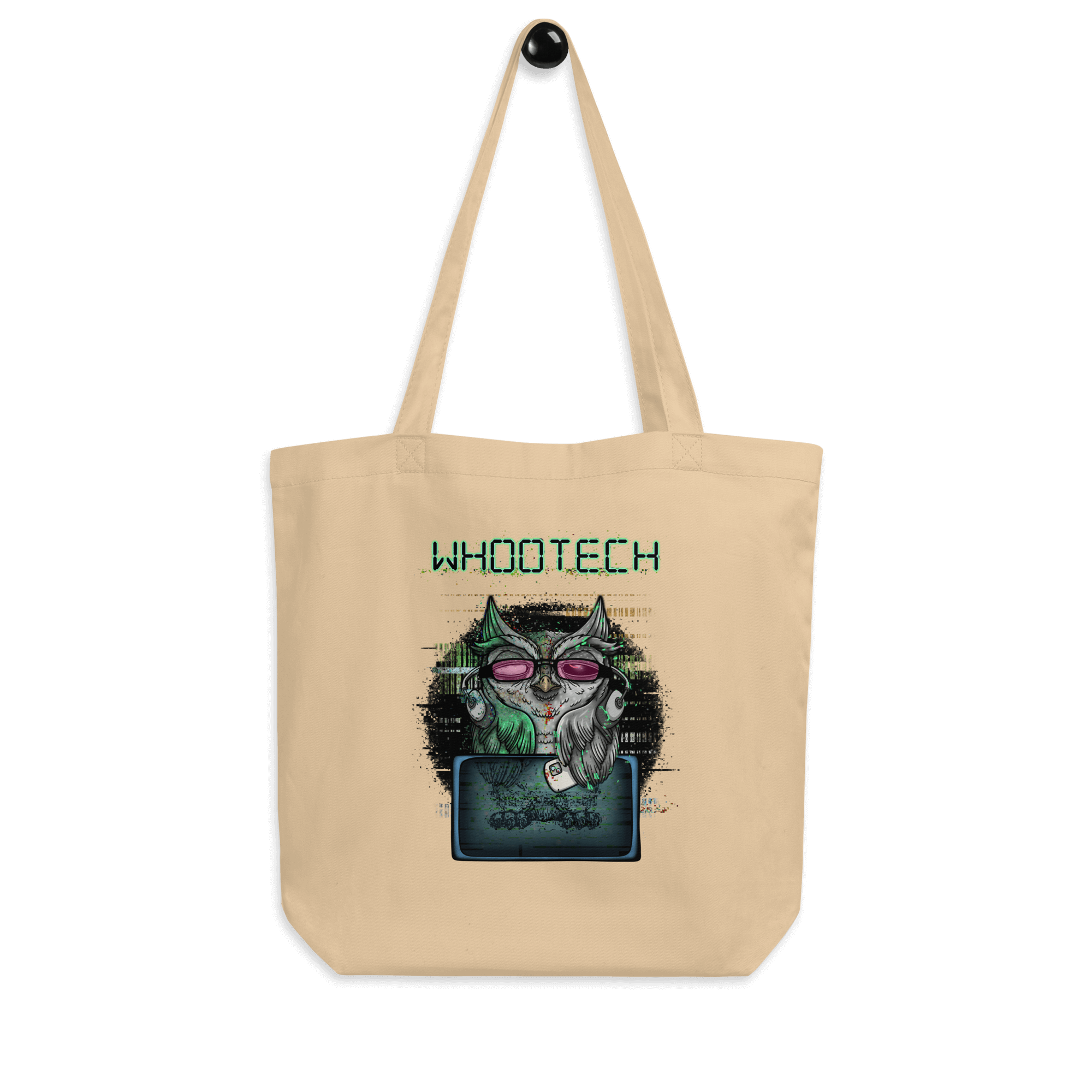 Cool cartoon technology owl tote bag natural