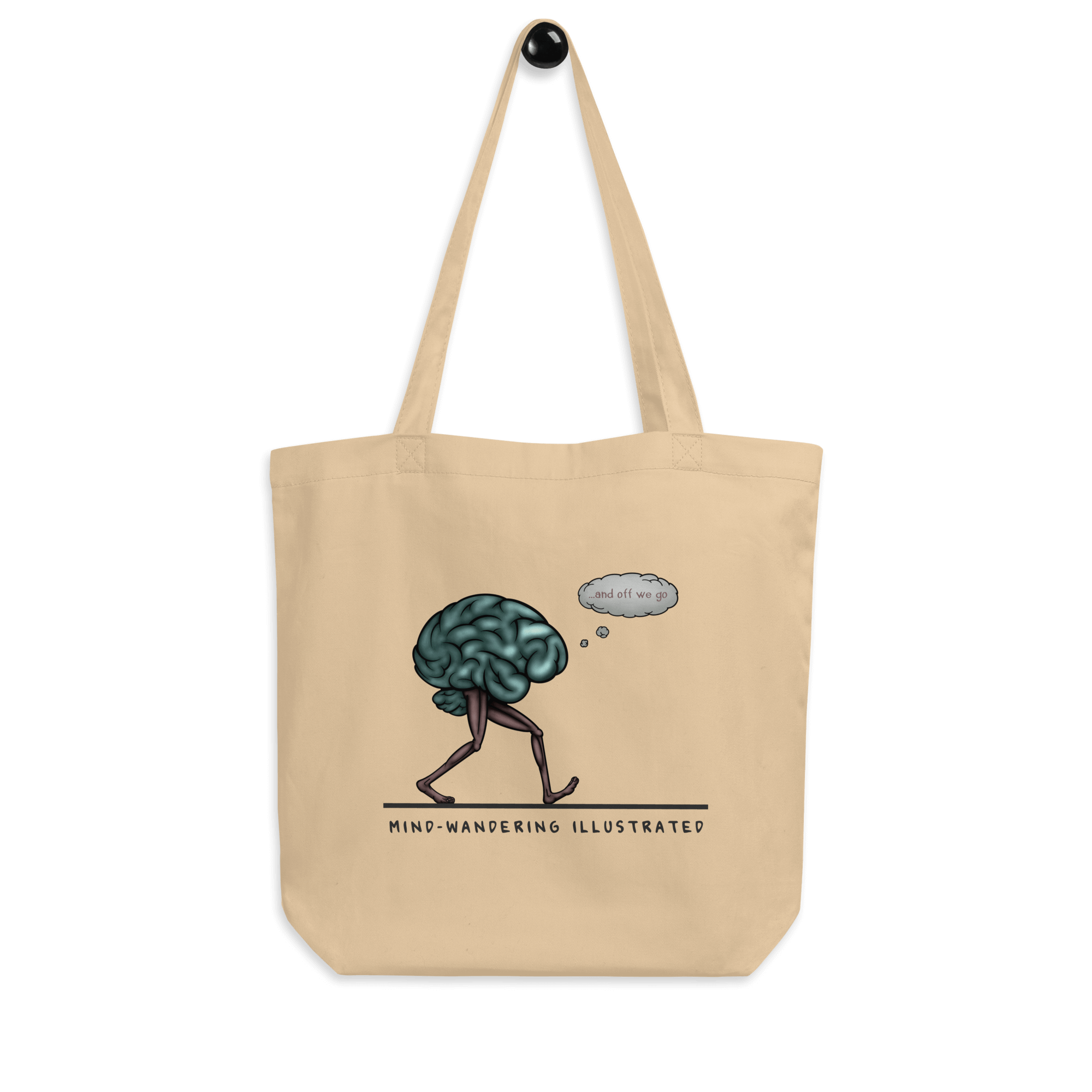 Funny mind-wandering brain tote bag