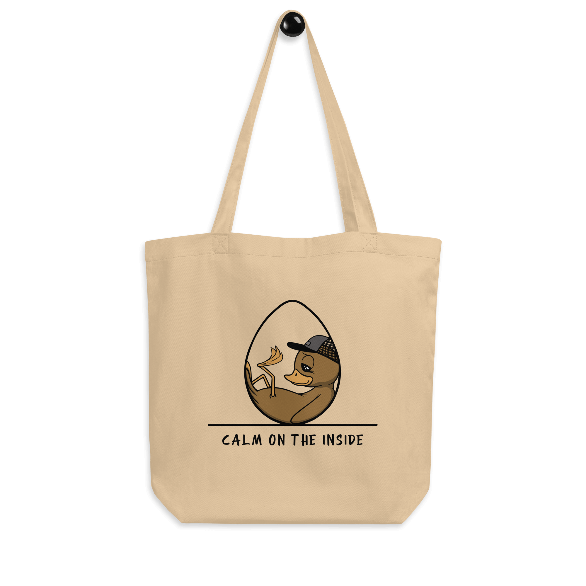 cool cartoon baby duck on natural tote bag