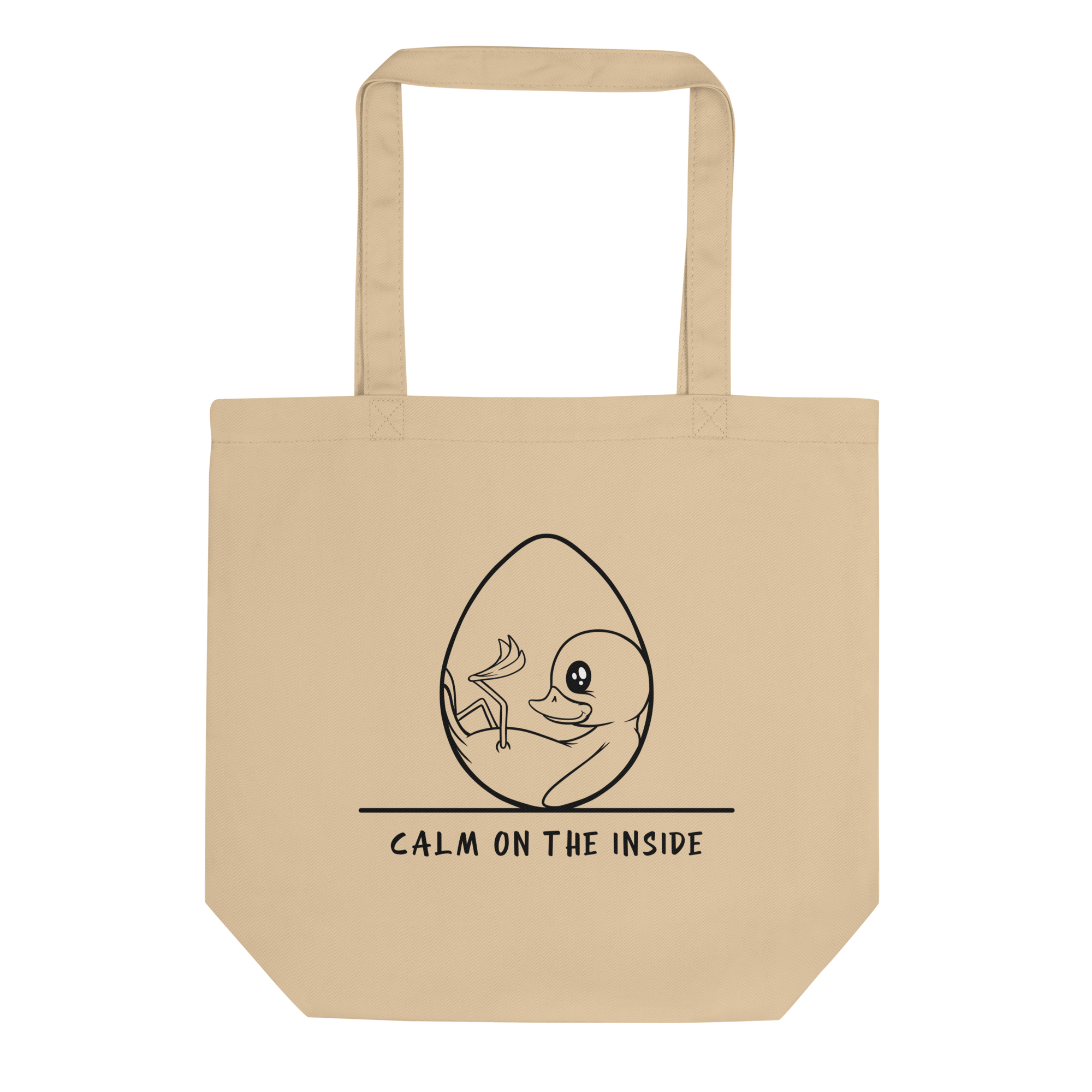 cute baby duckling drawing on natural tote bag