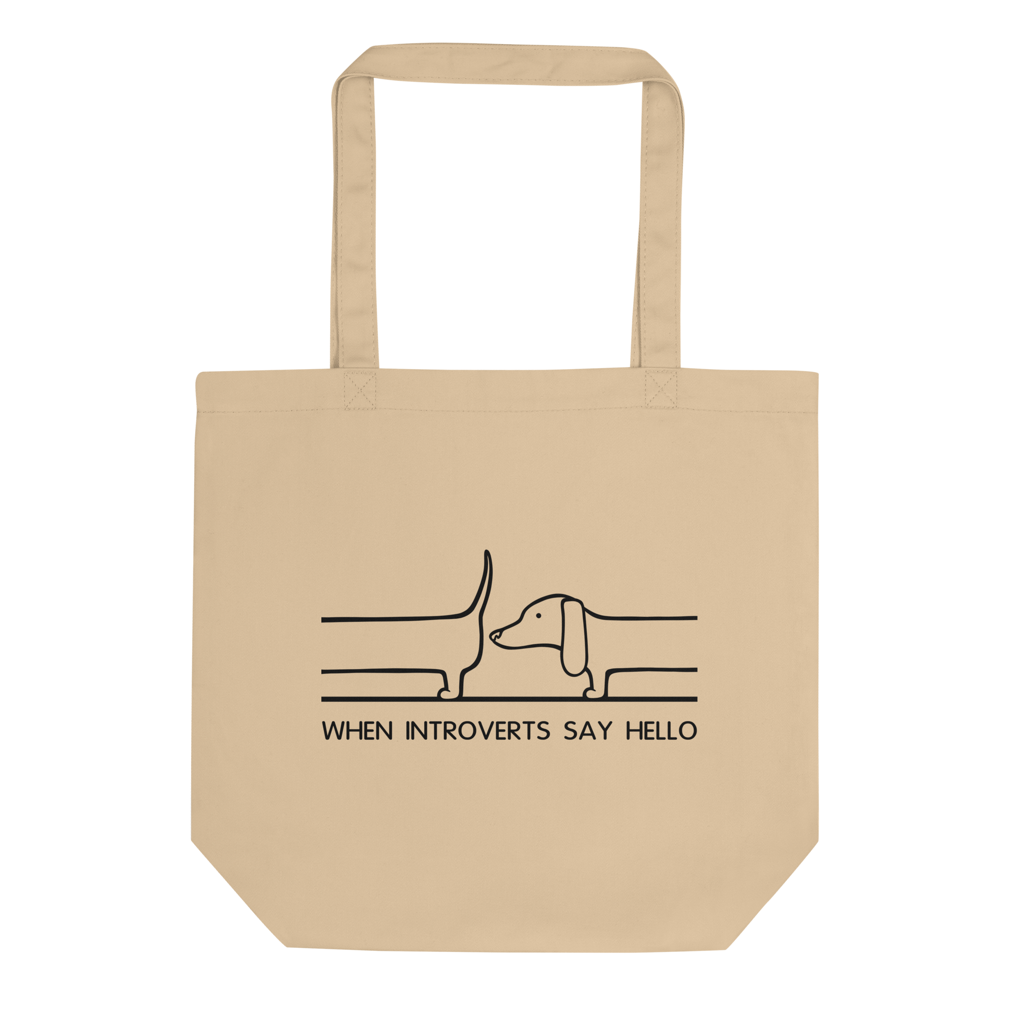 When Introverts Say Hello natural tote bag