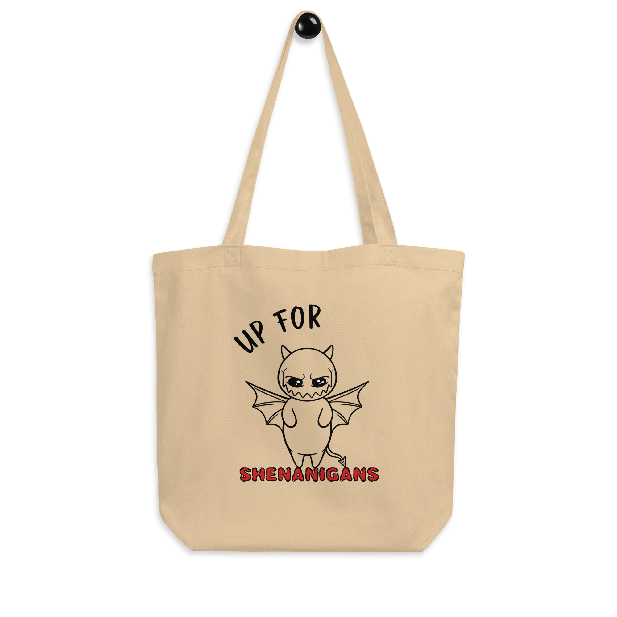 cartoon devil drawing on tote bag natural